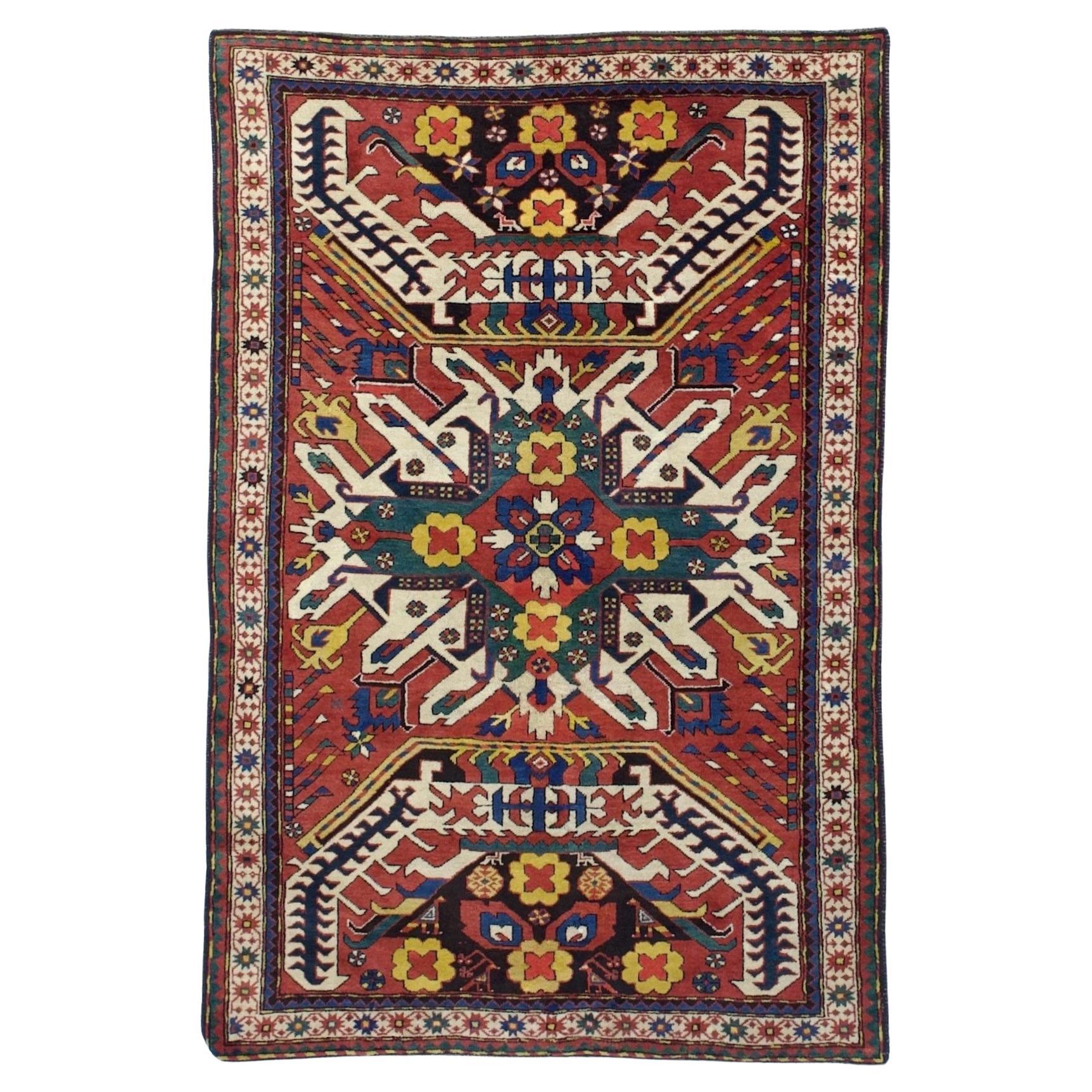 Fine Antique Kazak Wool Rug 4'9" x 7’2"