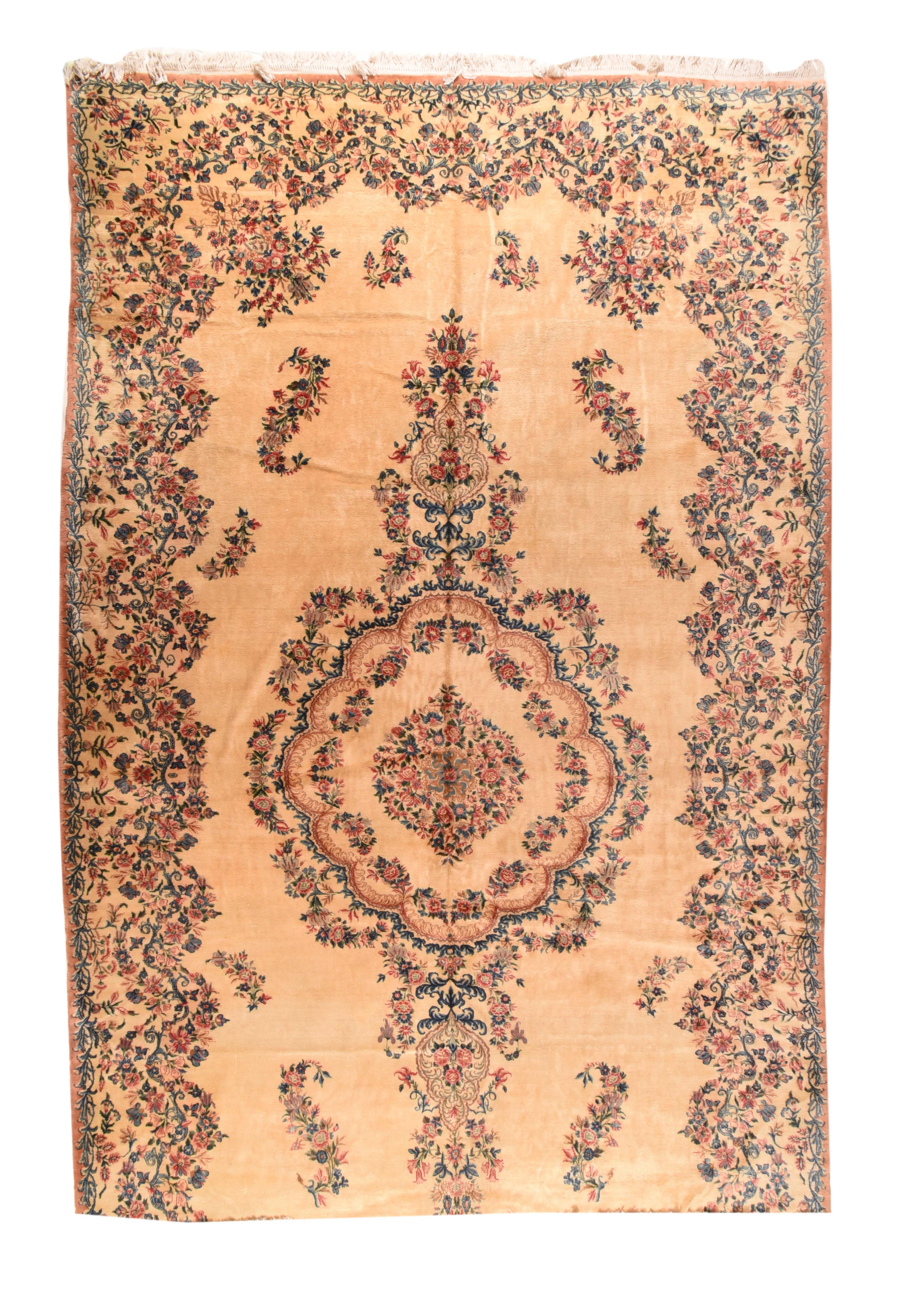 Hand-Knotted Antique Persian Kerman For Sale