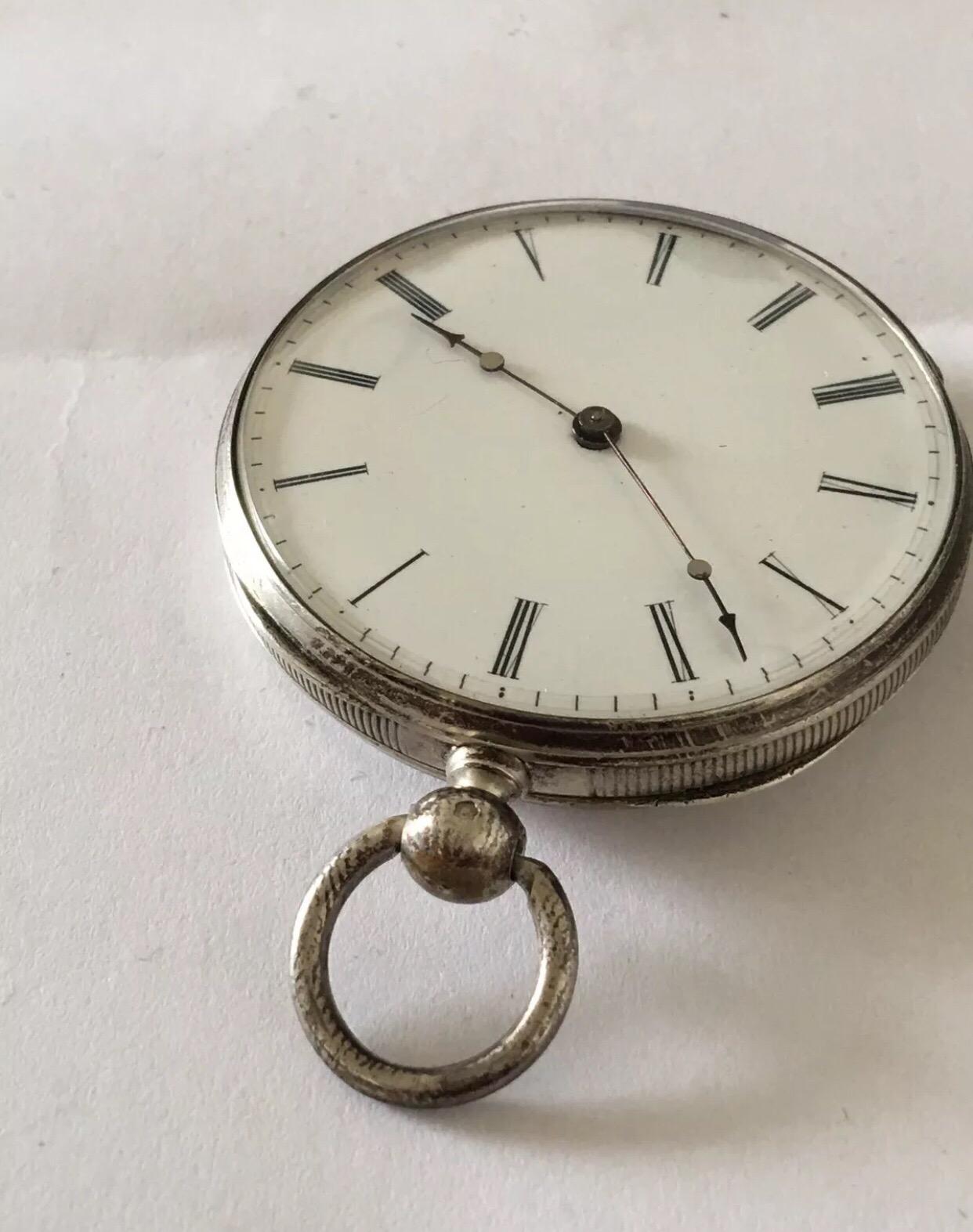 Fine Antique Key-Wind Silver Pocket Watch For Sale 8