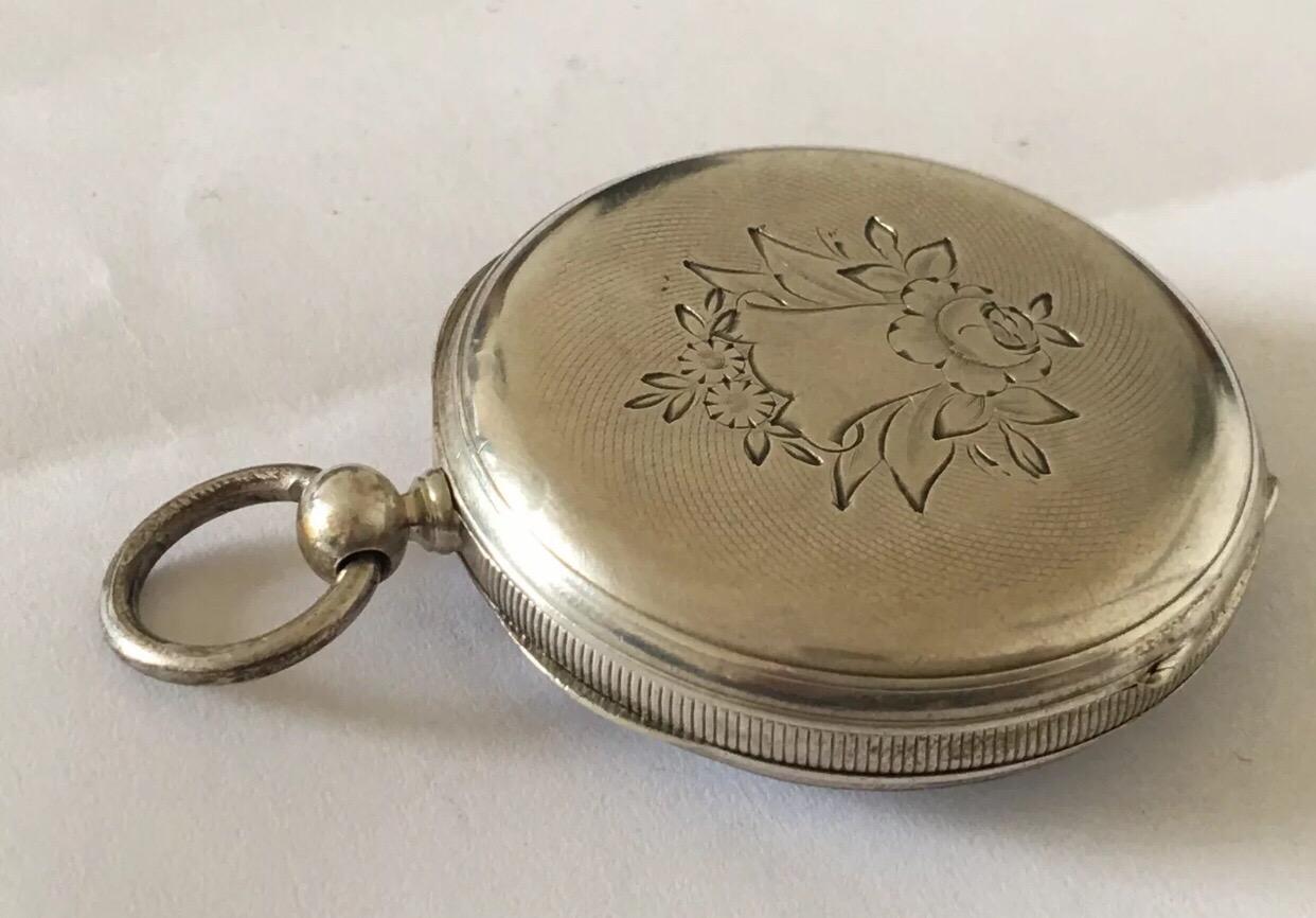 Fine Antique Key-Wind Silver Pocket Watch For Sale 4