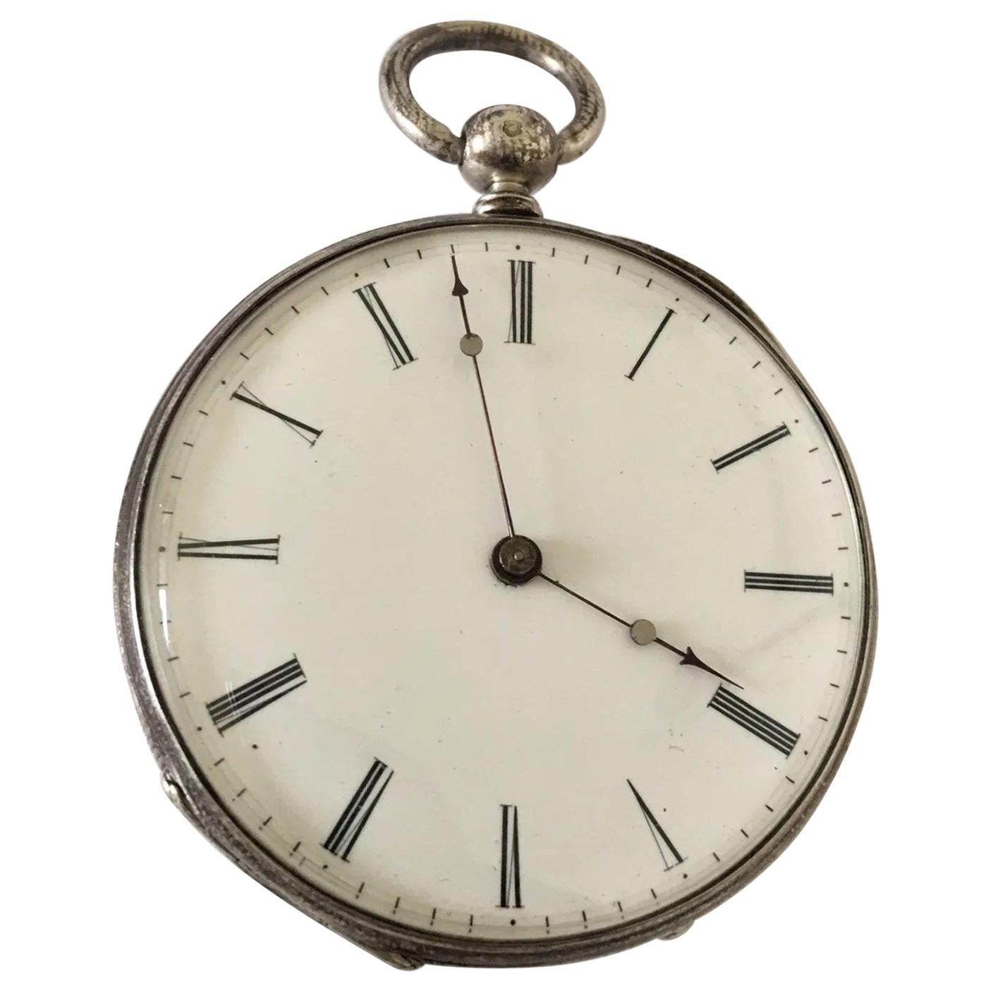 Fine Antique Key-Wind Silver Pocket Watch For Sale