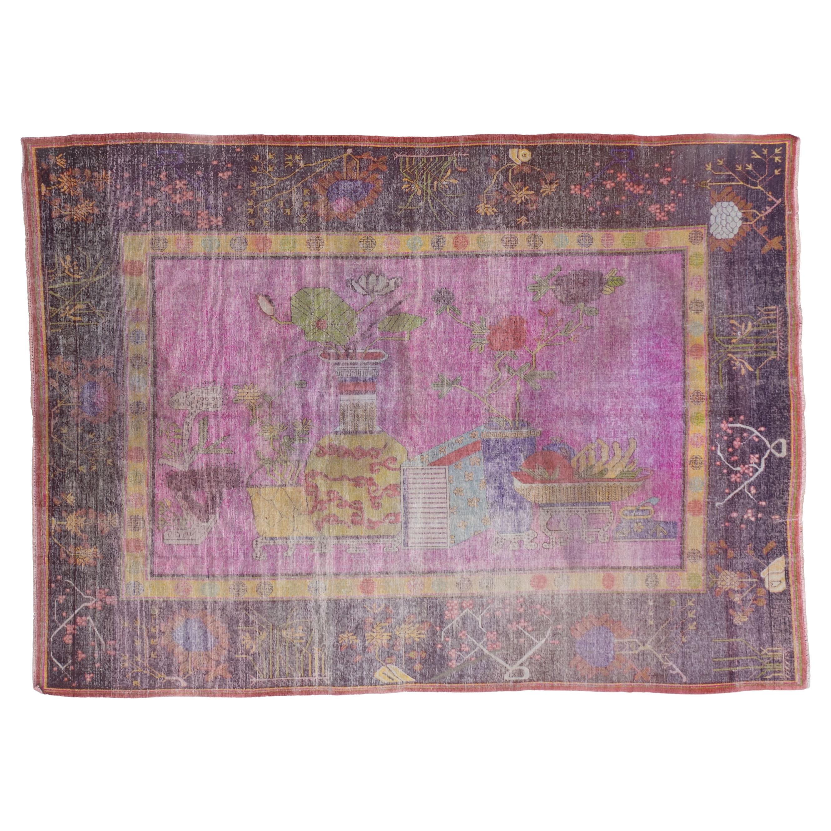 Tapis ancien en soie Khotan 5'7" x 7'9" en vente