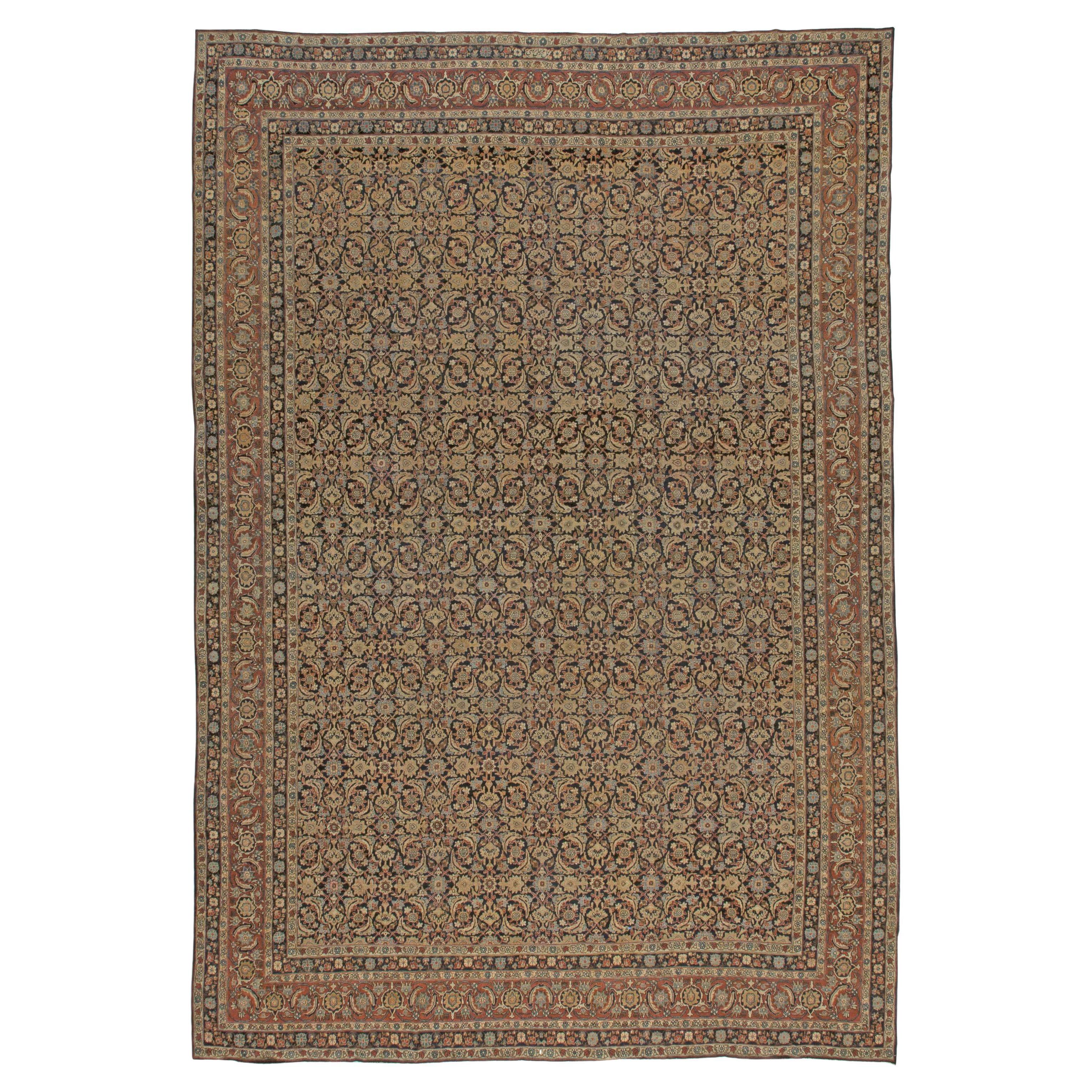 Antique Kirman Handmade Wool Rug For Sale