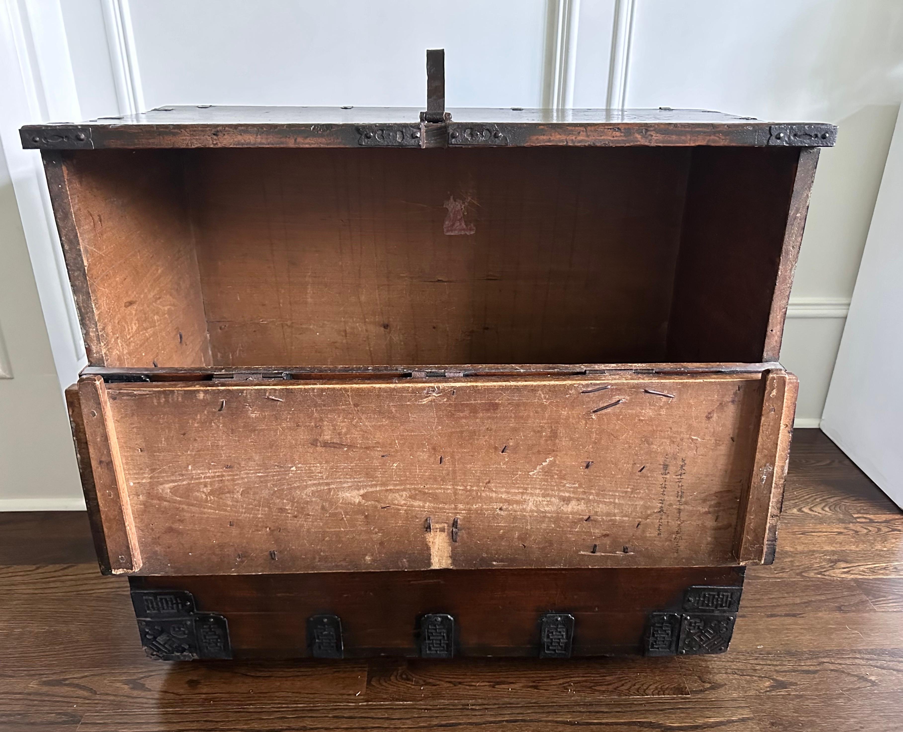 Wood Fine Antique Korean Bandaji Chest Gangwha Island Joseon Dynasty For Sale