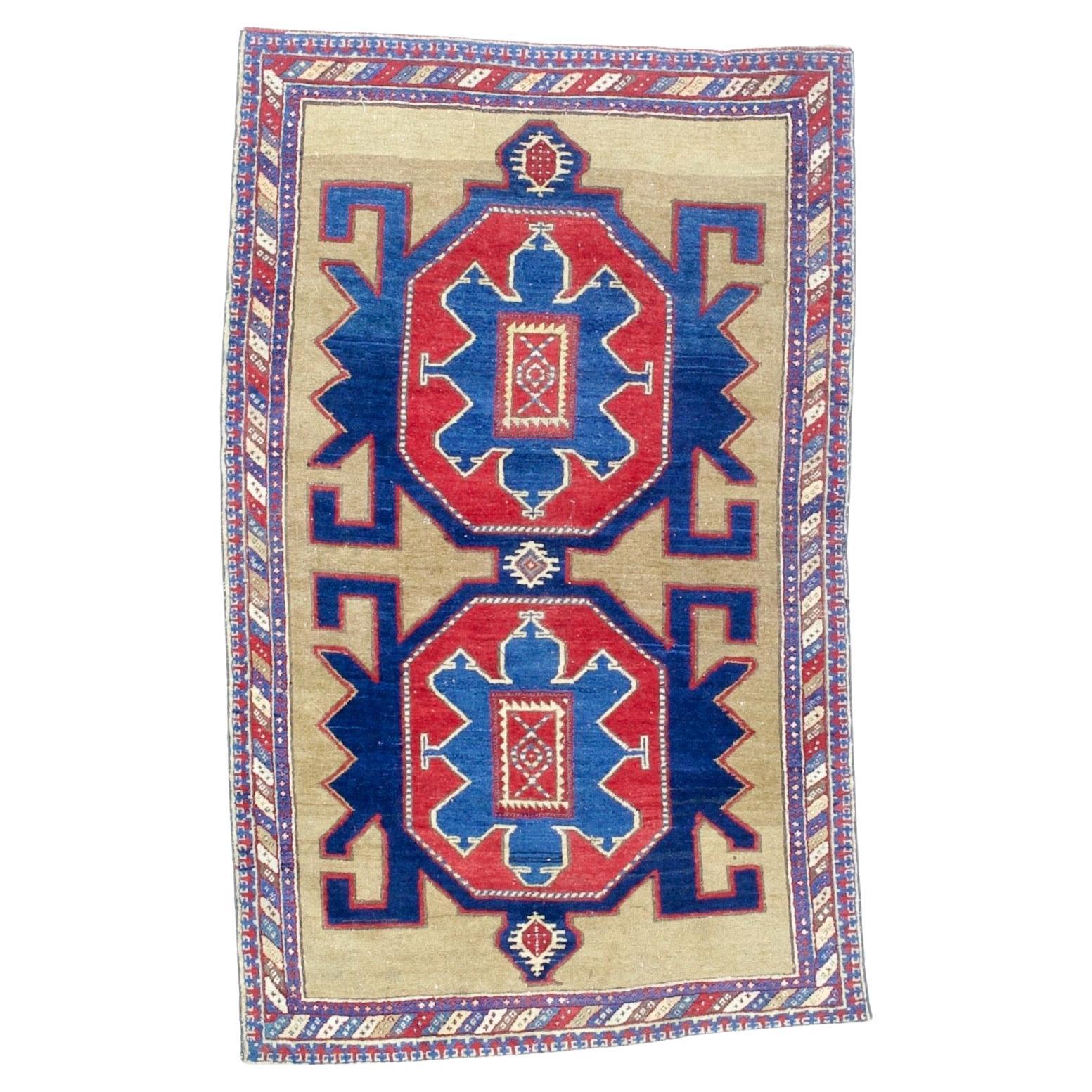Fine Antique Kuba Rug 3’11" x 6’4" For Sale