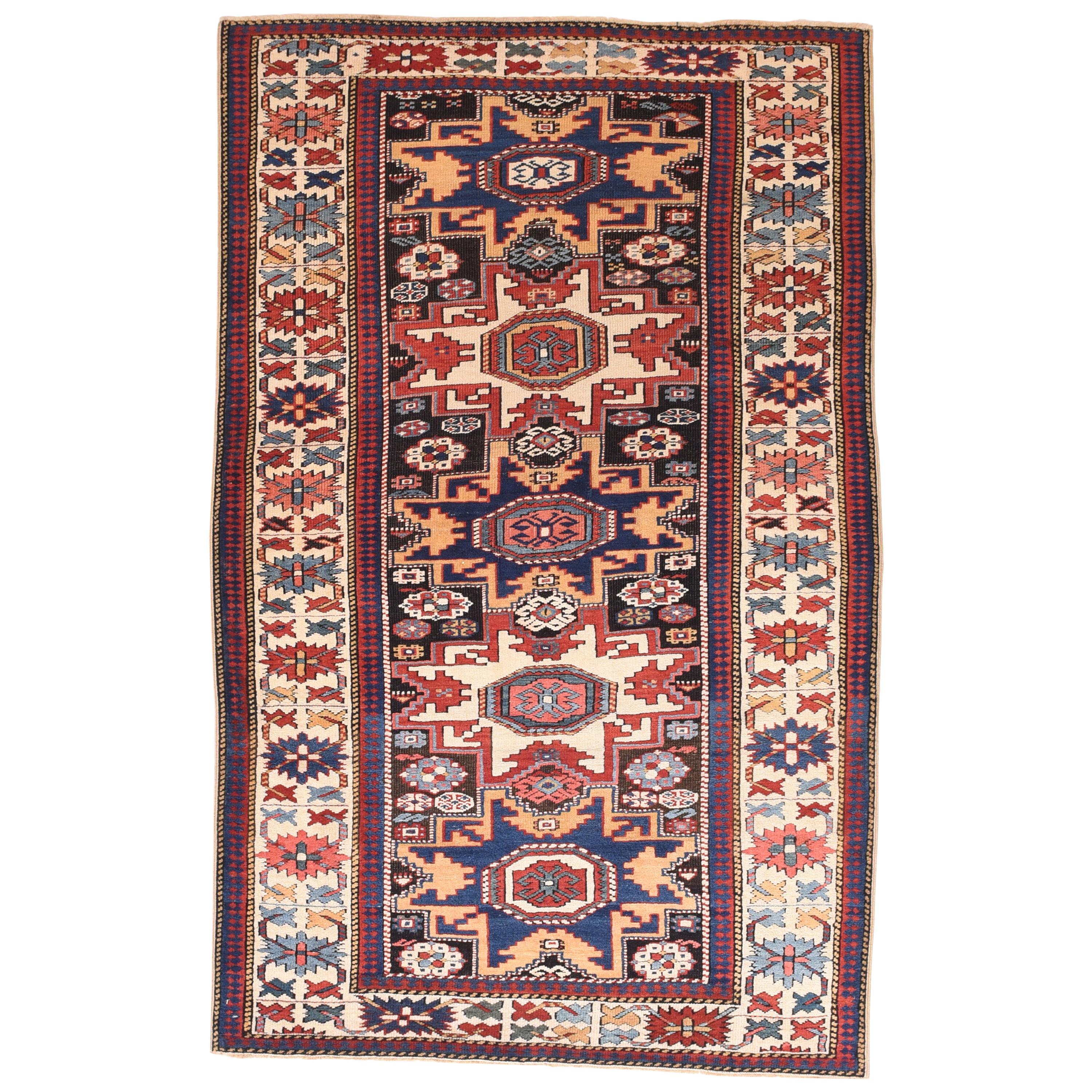 Fine Antique Kuba Russian Rug, Hand Knotted, circa 1890