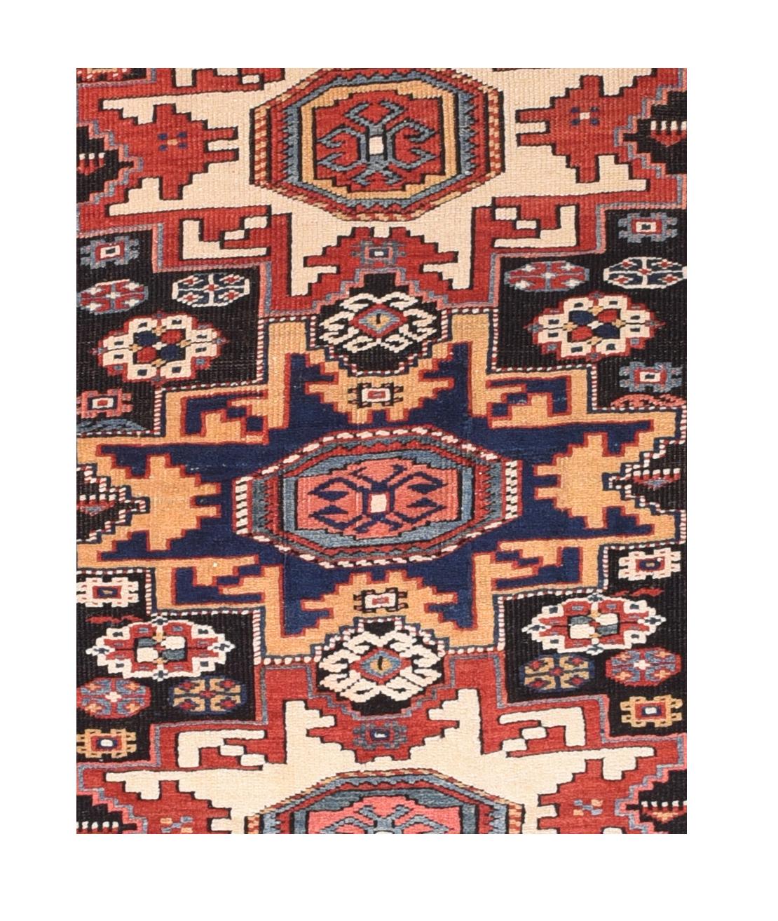 Fine antique Kuba Russian rug, hand knotted, circa 1890

Design: Lesgi Tribal

Quba rugs and carpets are named for a town that is located in Azerbaijan Republic not far from the Caspian Sea; therefore, making Kubas a Sub-division of Caucasian