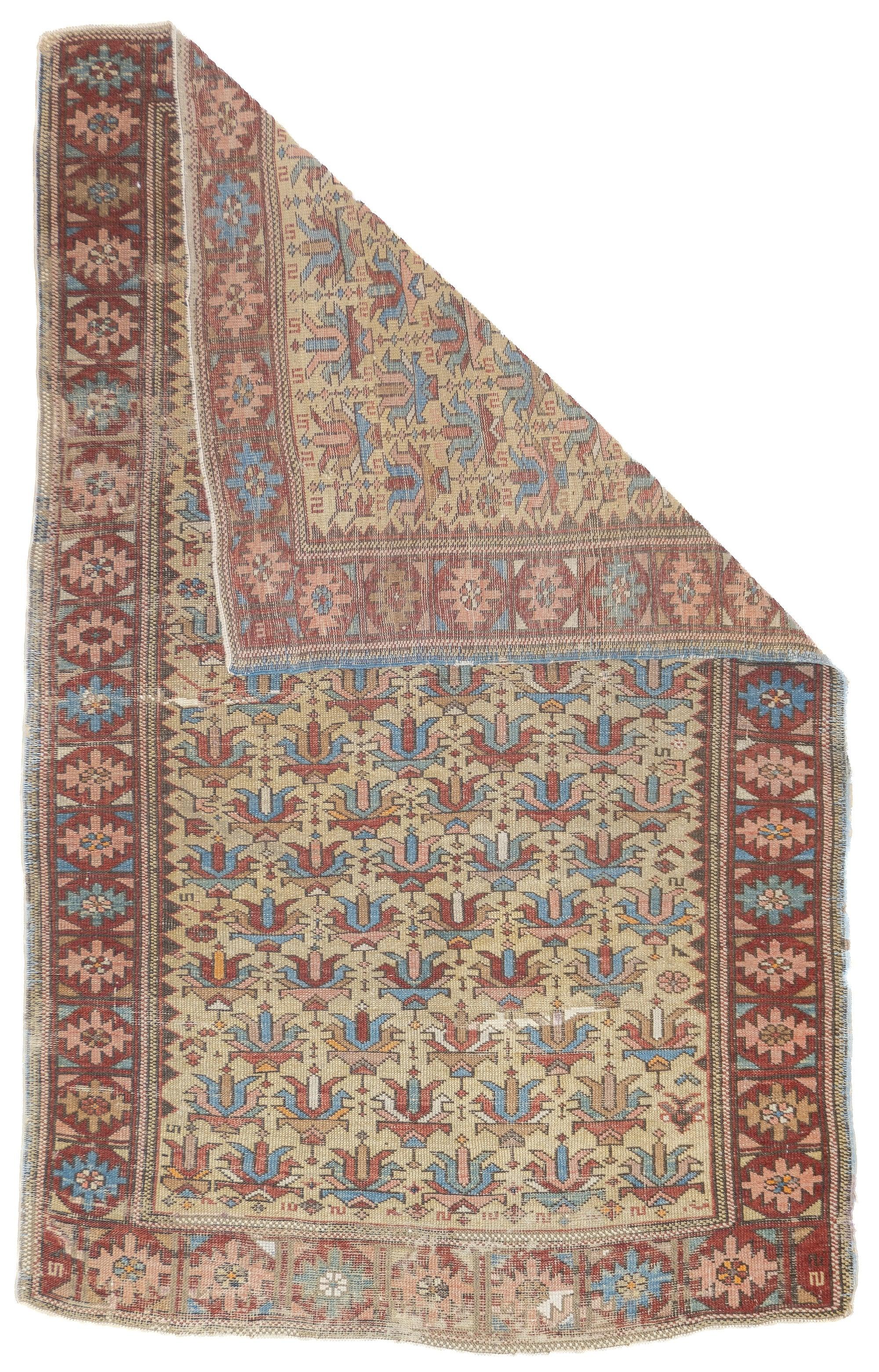 Fine Antique Kuba Shirvan Rug 3'5'' x 5'7''. Eastern Caucasian, west Caspian Caucasian rugs, primarily scatters, in geometric layouts, some prayer, from a wide range of local villages. Marasali prayer rugs are considered as the best. Some