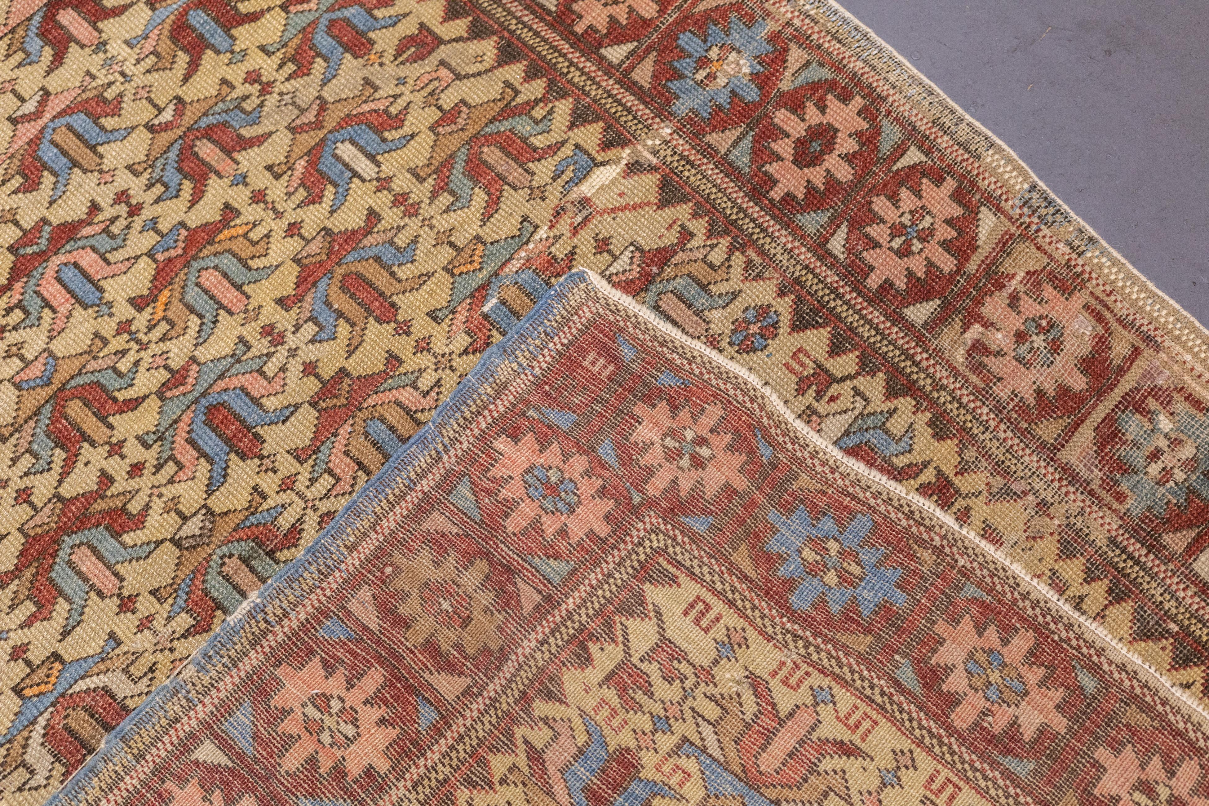 Wool Fine Antique Kuba Shirvan Rug 3'5'' x 5'7'' For Sale