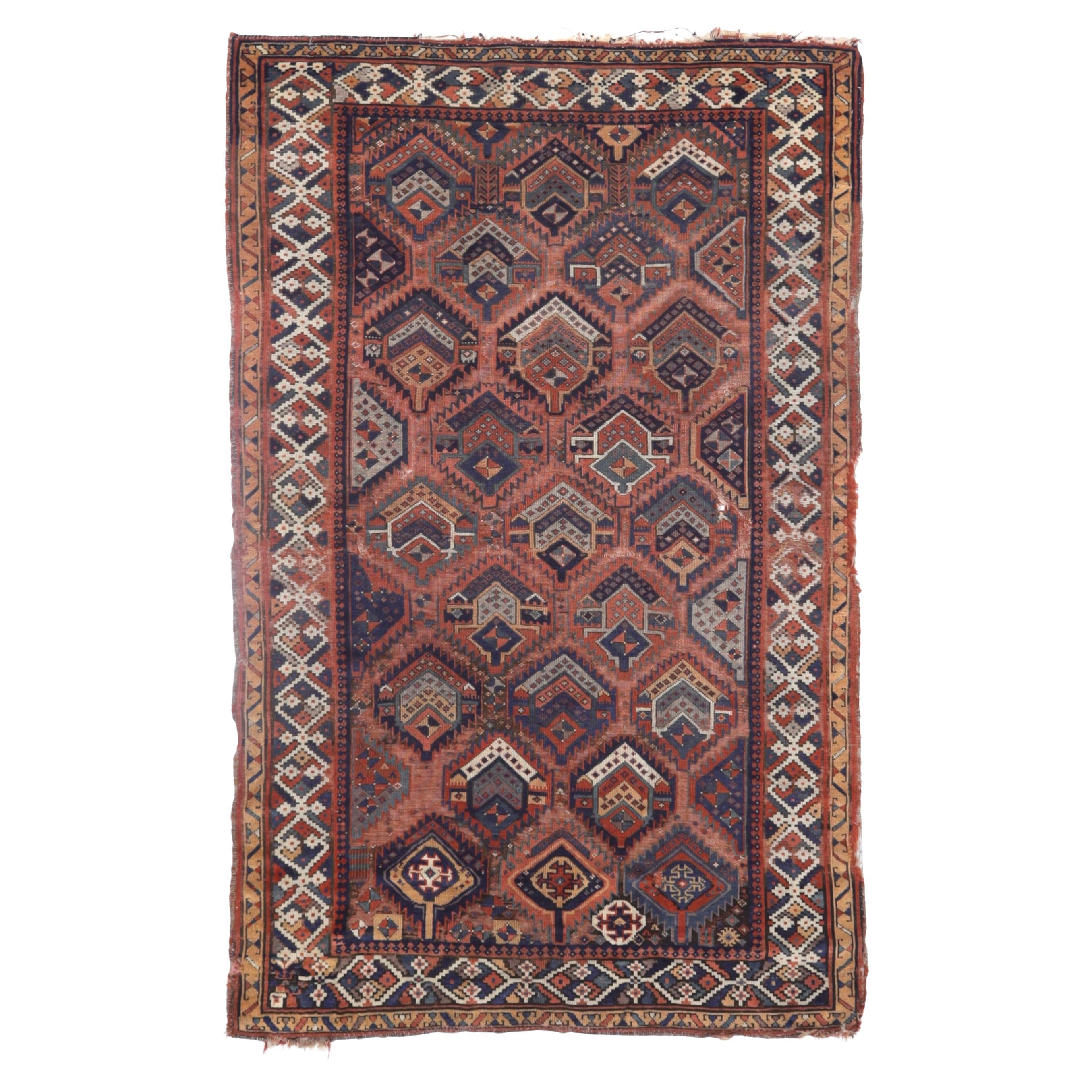 Fine Antique Kurdish Tribal Wool Rug 4'7" x 7’3"