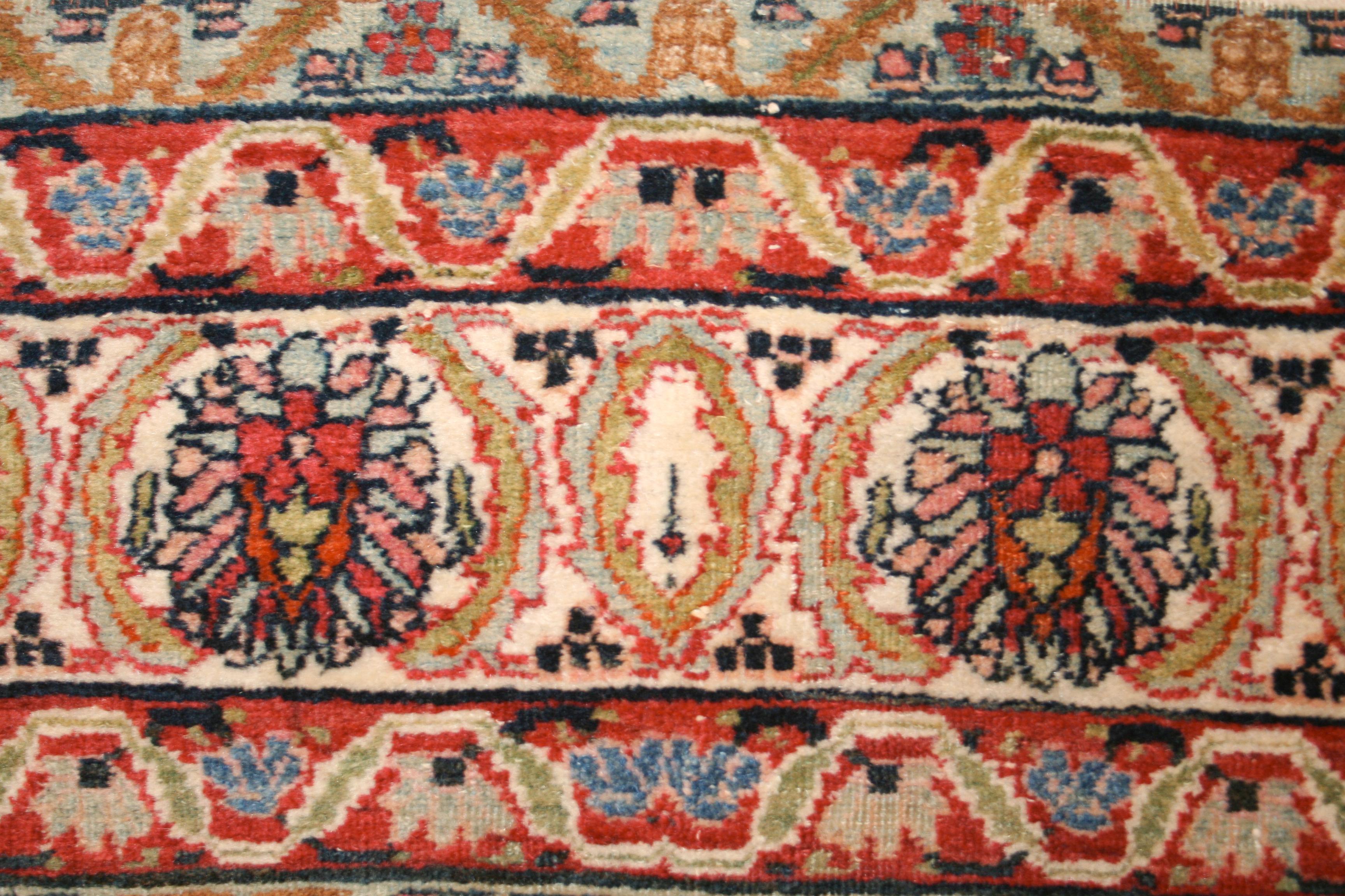 Wool Fine Antique Lavar Kirman Rug with Millefleurs Design For Sale