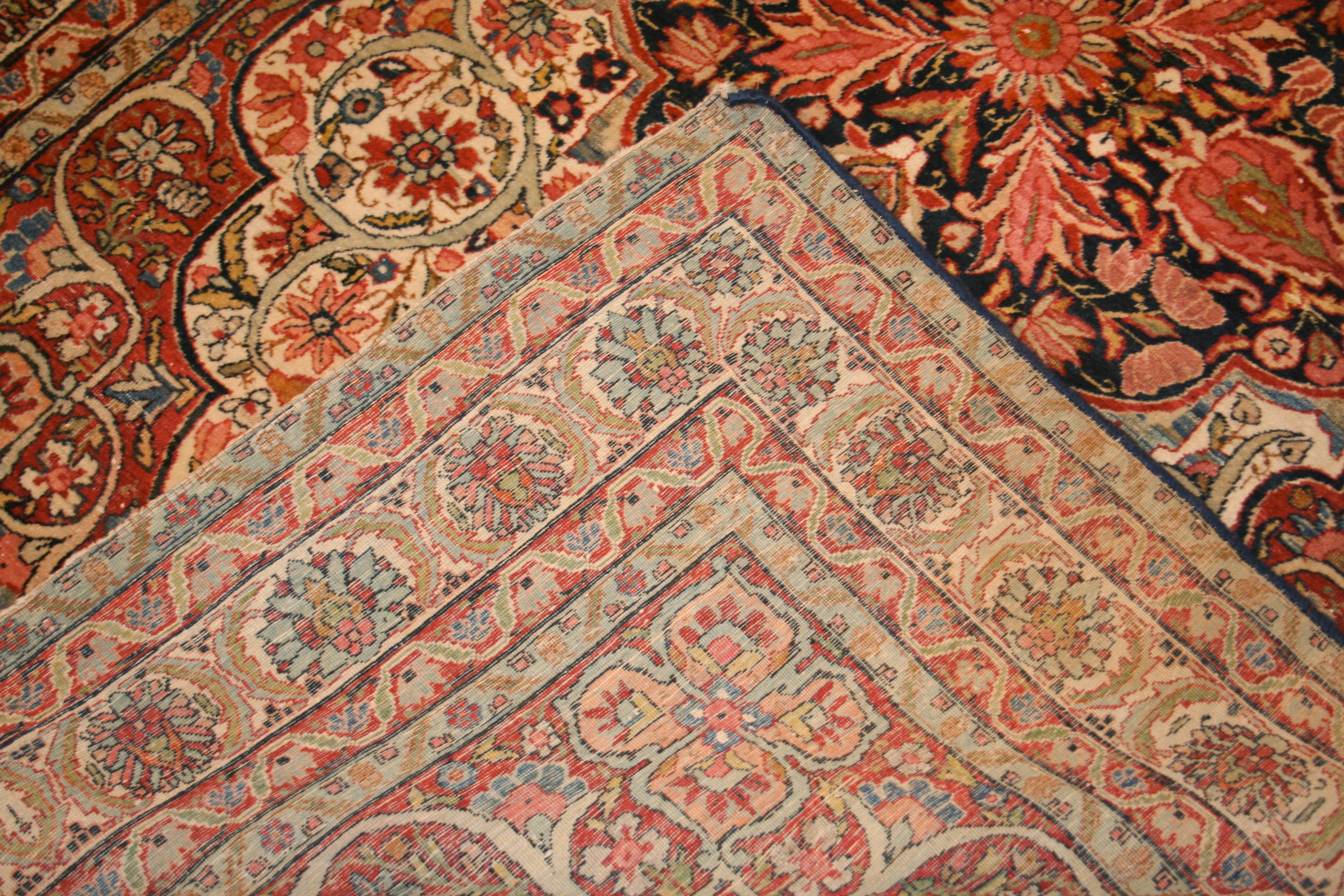 Fine Antique Lavar Kirman Rug with Millefleurs Design For Sale 1