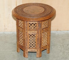 FINE ANTIQUE LIBERTY ViCTORIAN CIR 1880 INLAID HAND CARVED FOLDING TABLE