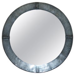 Fine Antique Liberty's London Hand Hammered circa 1900 Pewter Round Wall Mirror