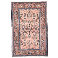 Beau tapis persan ancien Lillihan:: noué à la main:: vers 1890