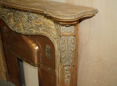 Fine Antique Limed Oak Georgian Carved Louis XV Fireplace Surround Copper Insert