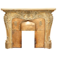Fine Antique Limed Oak Georgian Carved Louis XV Fireplace Surround Copper Insert