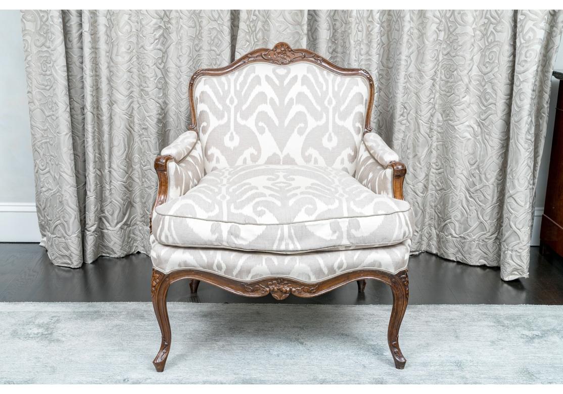 Fine Antique Louis XV Style Upholstered Bergere For Sale 6