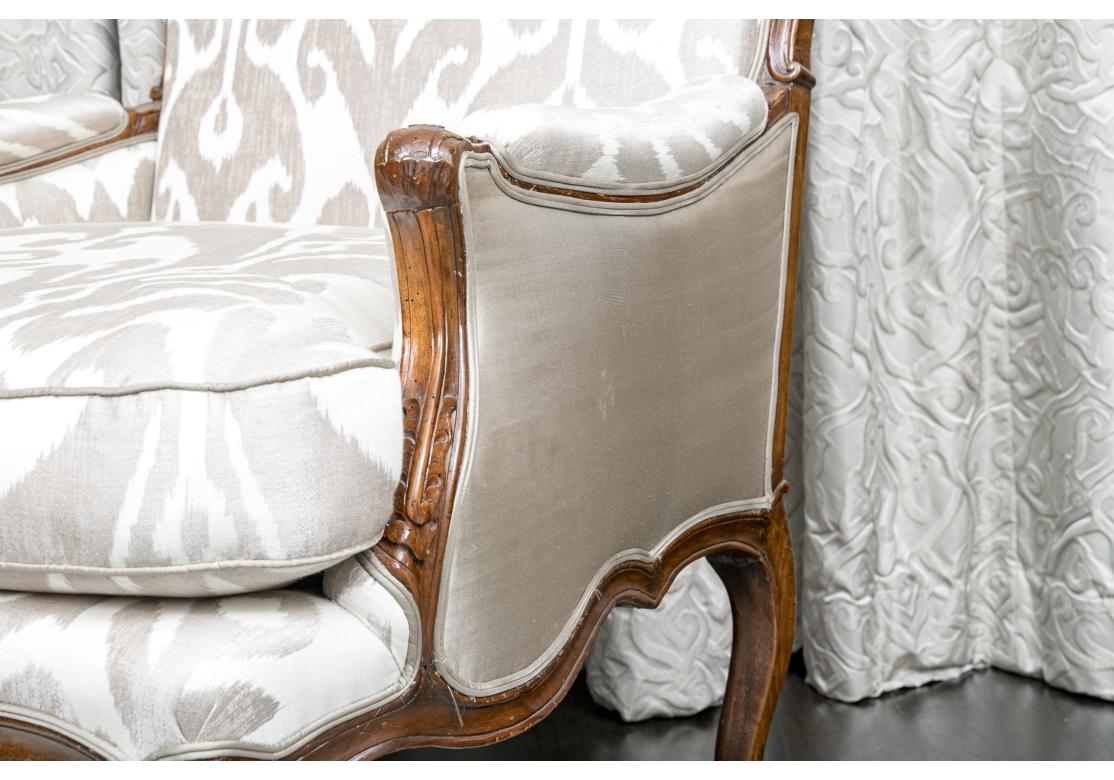 Fine Antique Louis XV Style Upholstered Bergere In Fair Condition For Sale In Bridgeport, CT