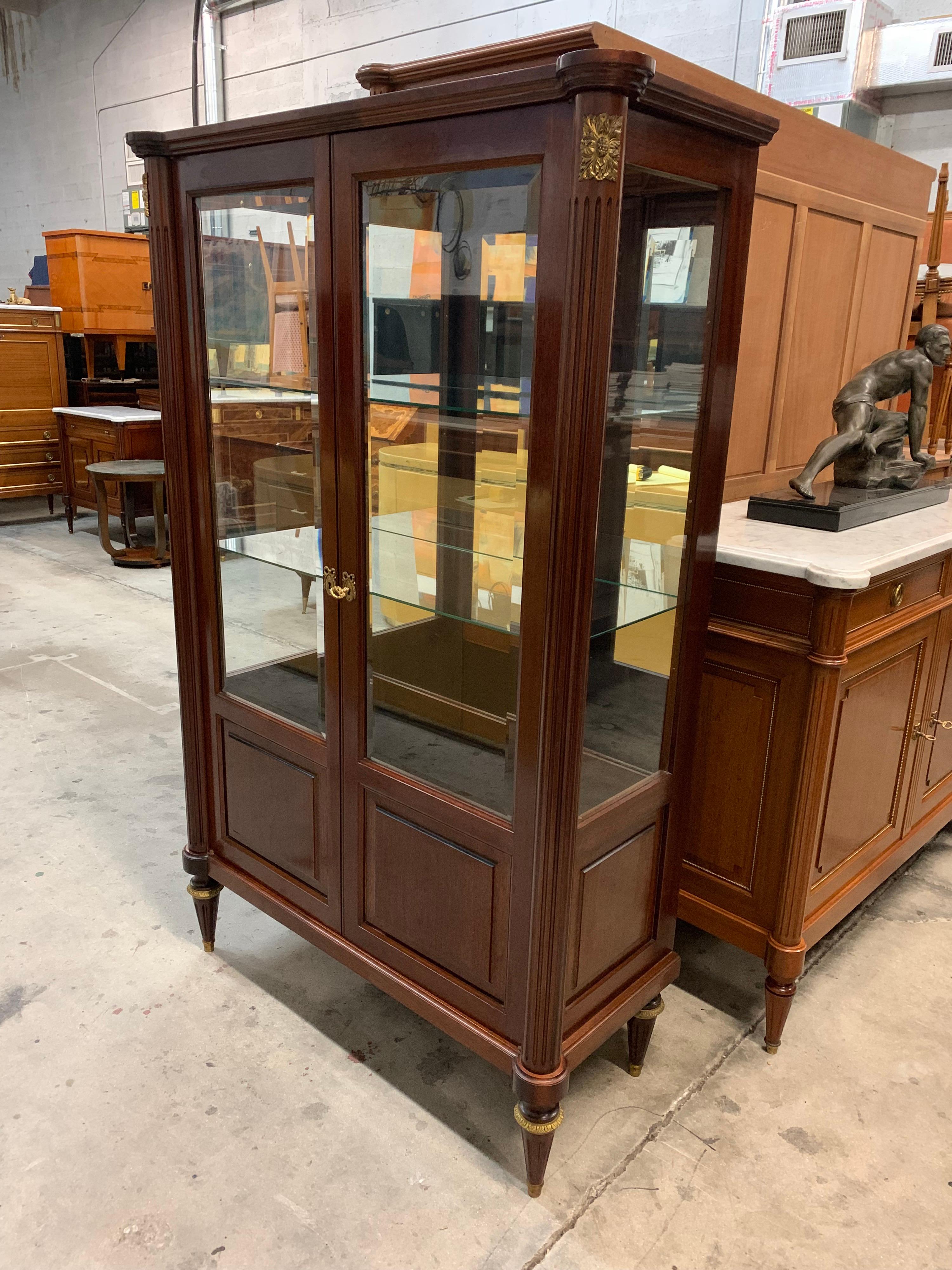 Fine Antique Louis XVI Style Mahogany Bookcase / Vitrine, 1910s For Sale 6