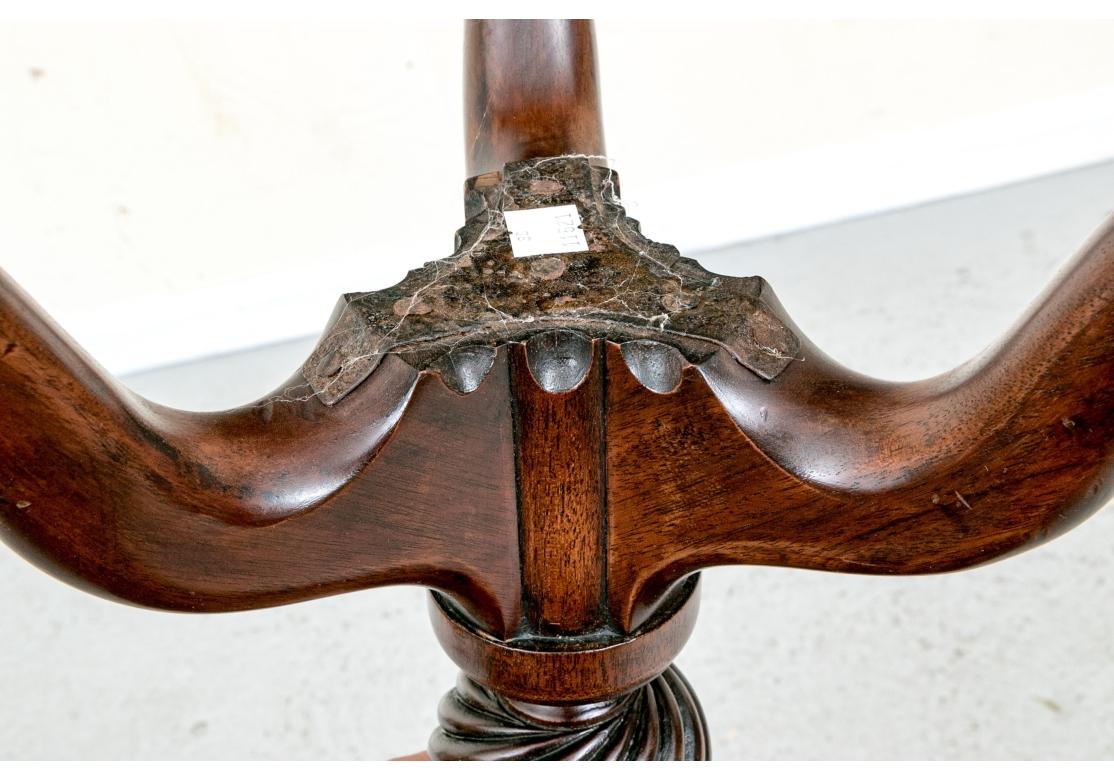Carved Fine Antique Mahogany Tilt Top Tripod Table For Sale