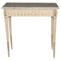Fine Antique Marble Top Paint Decorated French Louis XVI Style Console Table