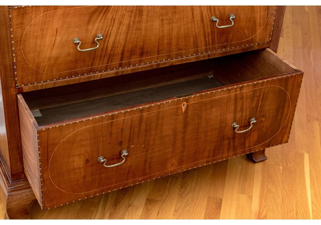 Fine Antique Marquetry Inlaid Mahogany Chest in Chippendale Style For Sale 5