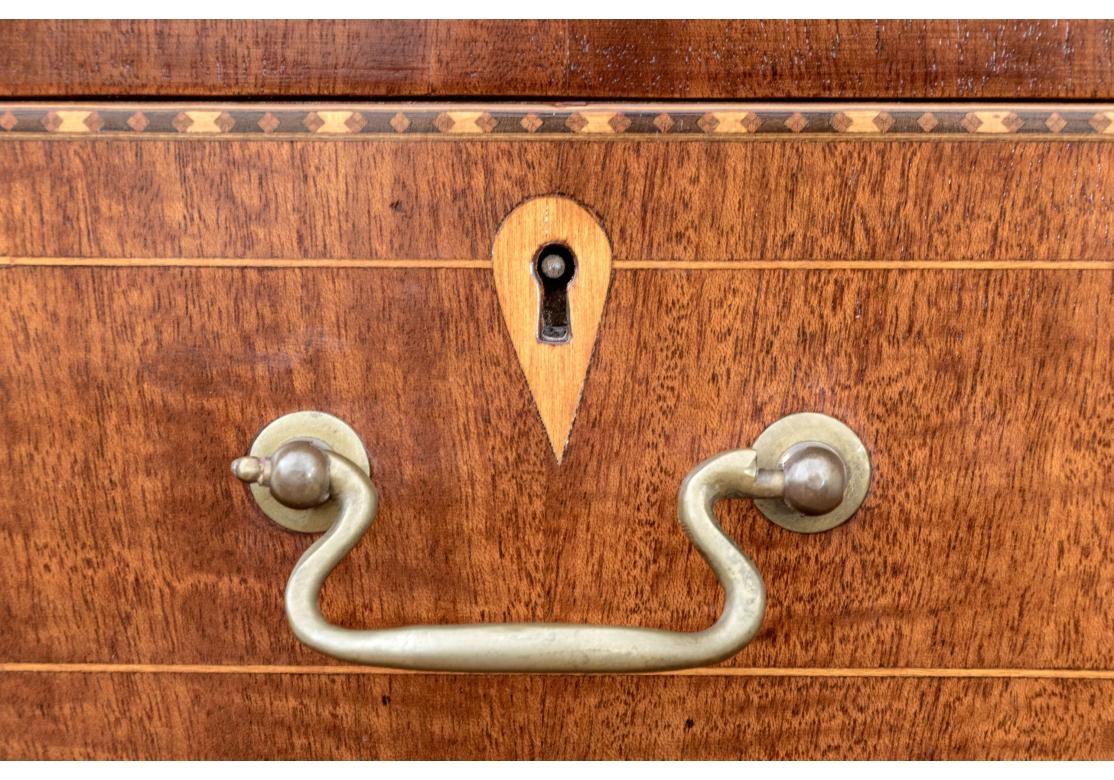 Fine Antique Marquetry Inlaid Mahogany Chest in Chippendale Style For Sale 6
