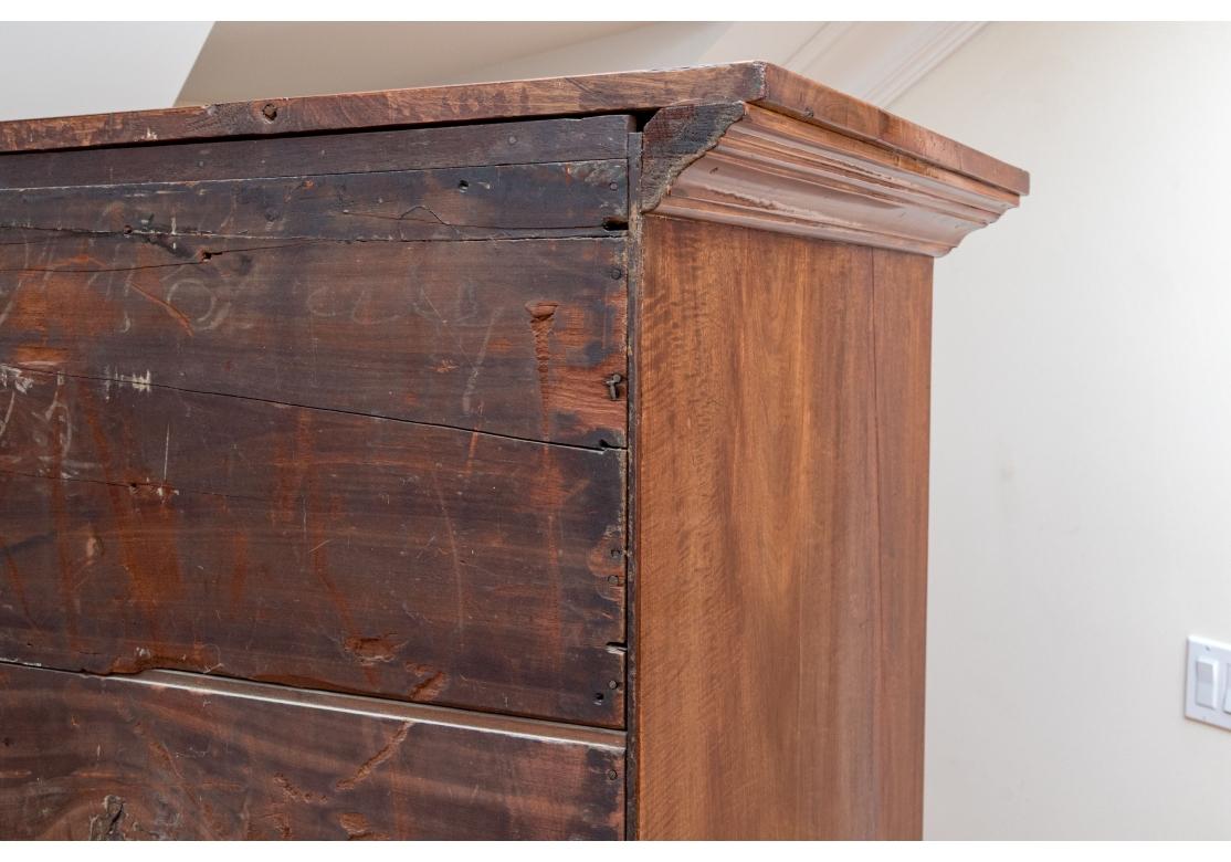 19th Century Fine Antique Marquetry Inlaid Mahogany Chest in Chippendale Style For Sale