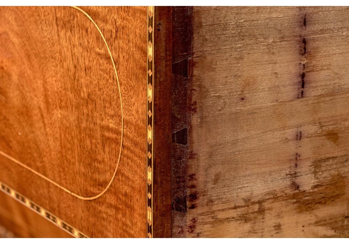 Fine Antique Marquetry Inlaid Mahogany Chest in Chippendale Style For Sale 1