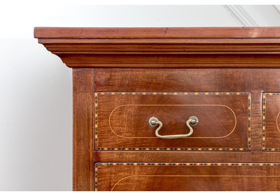 Fine Antique Marquetry Inlaid Mahogany Chest in Chippendale Style For Sale 2