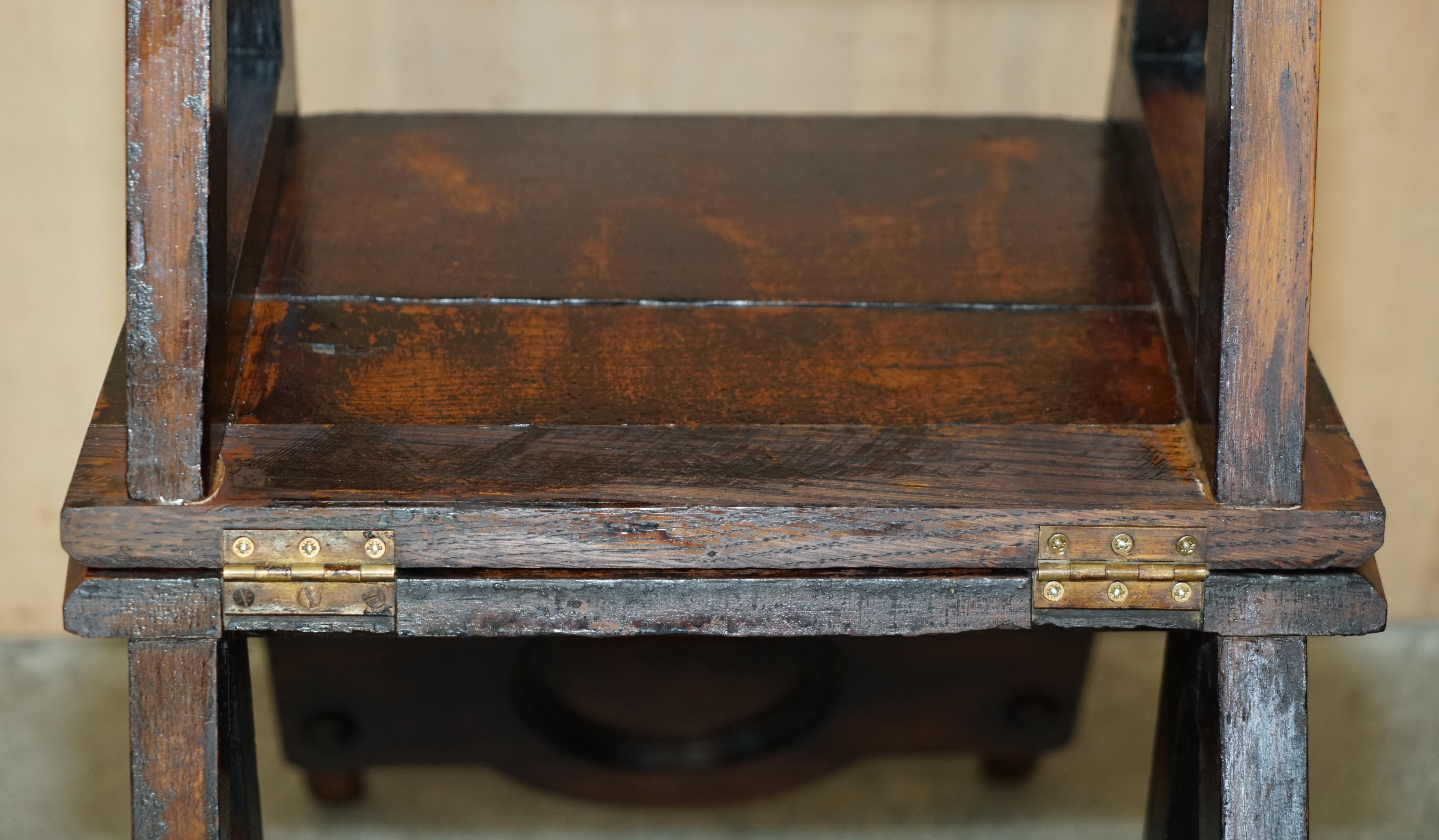 Fine Antique Mid Victorian circa 1850 Metamorphic Library Steps Original 7