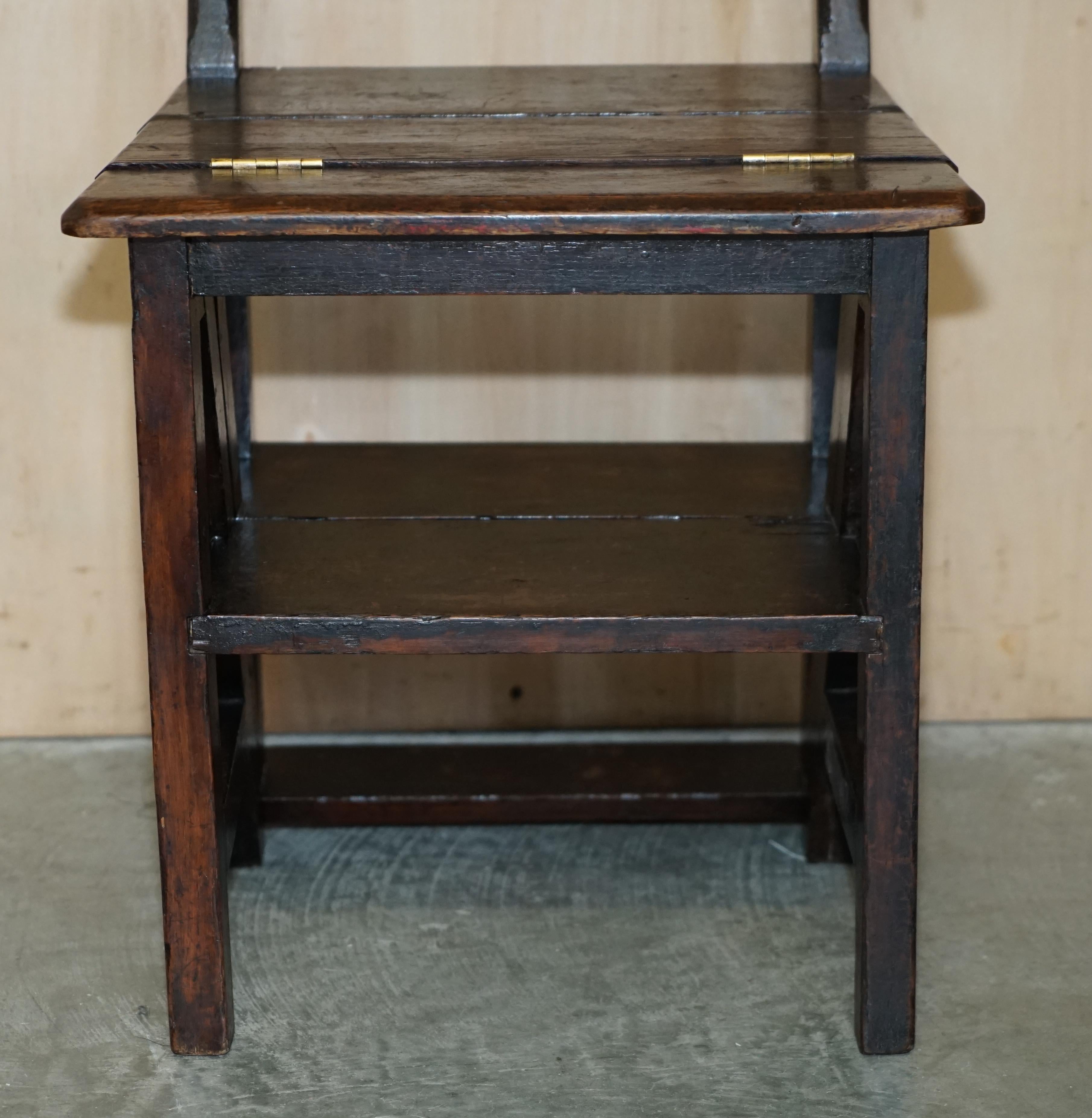 Hand-Crafted Fine Antique Mid Victorian circa 1850 Metamorphic Library Steps Original For Sale