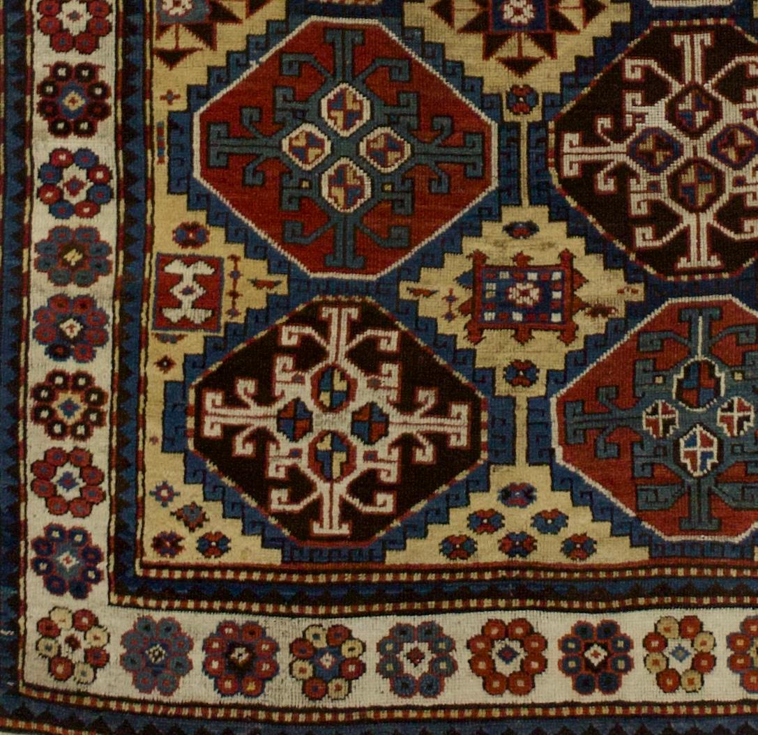 XIX secolo Tappeto antico Mogul Kazak 4'7