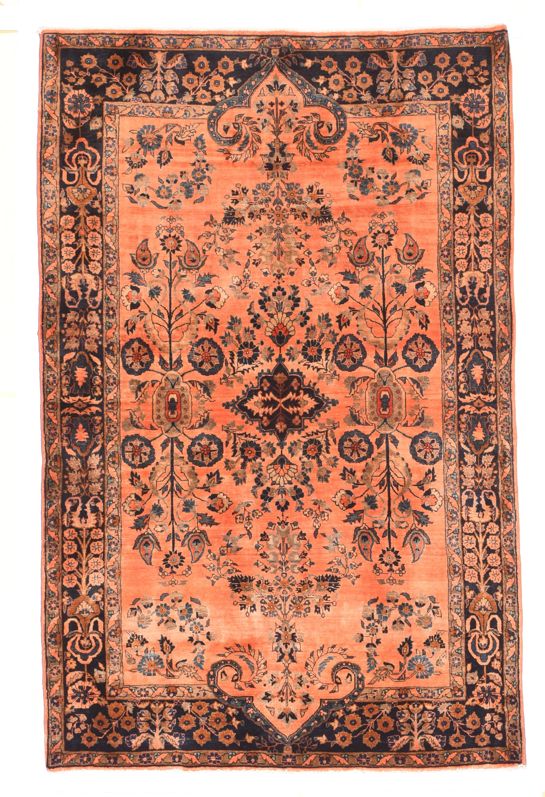 Hand-Knotted Antique Persian Mohajeran Sarouk  For Sale