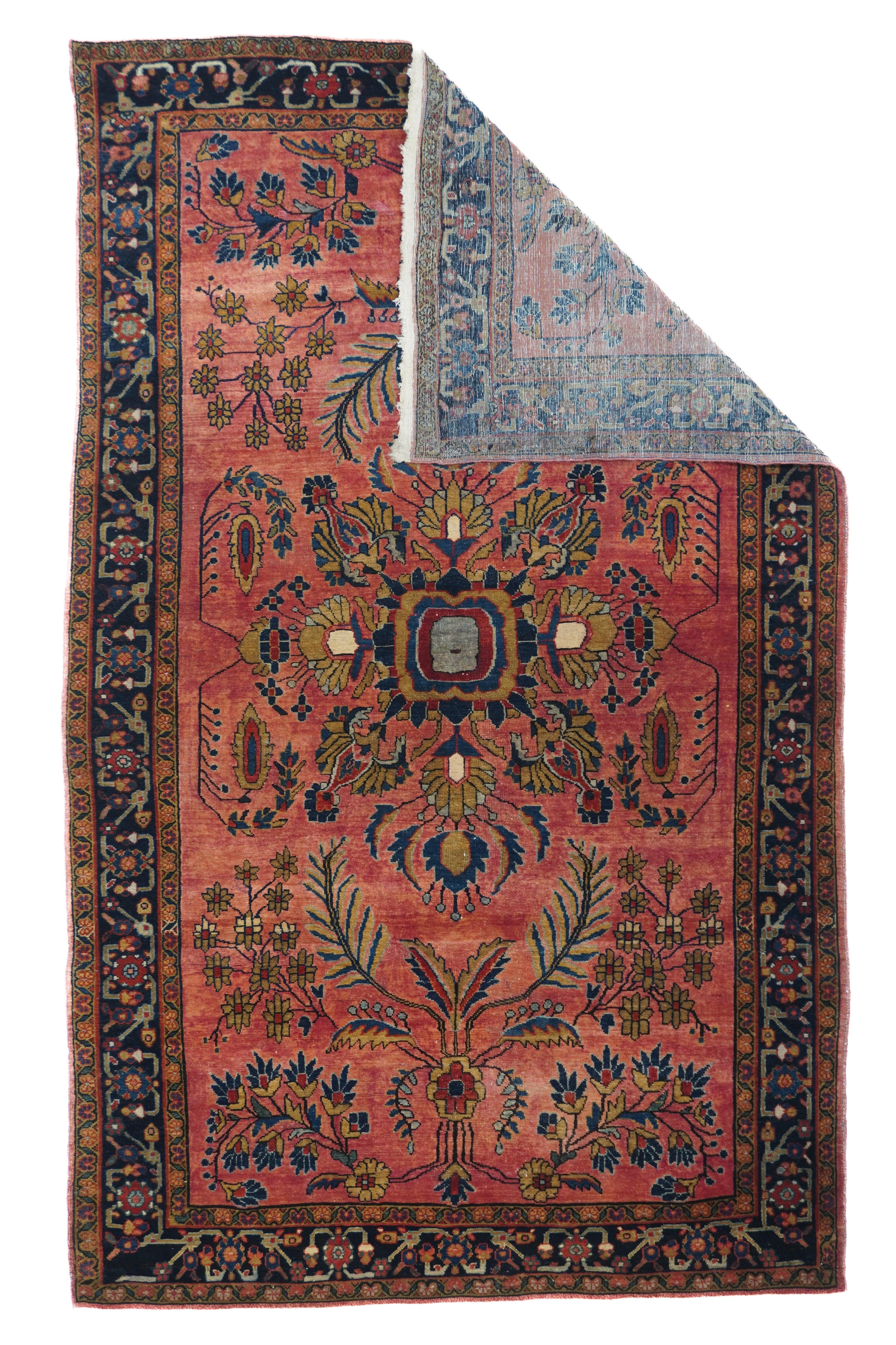 Persian Fine Antique Mohajeran Sarouk Rug 4'3'' x 6'9'' For Sale