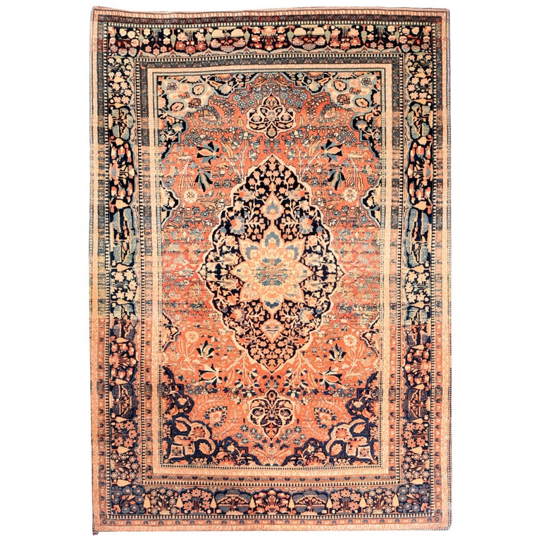 Fine Antique Mohtasham Kashan Persian Rug, Hand Knotted, circa 1890 For Sale