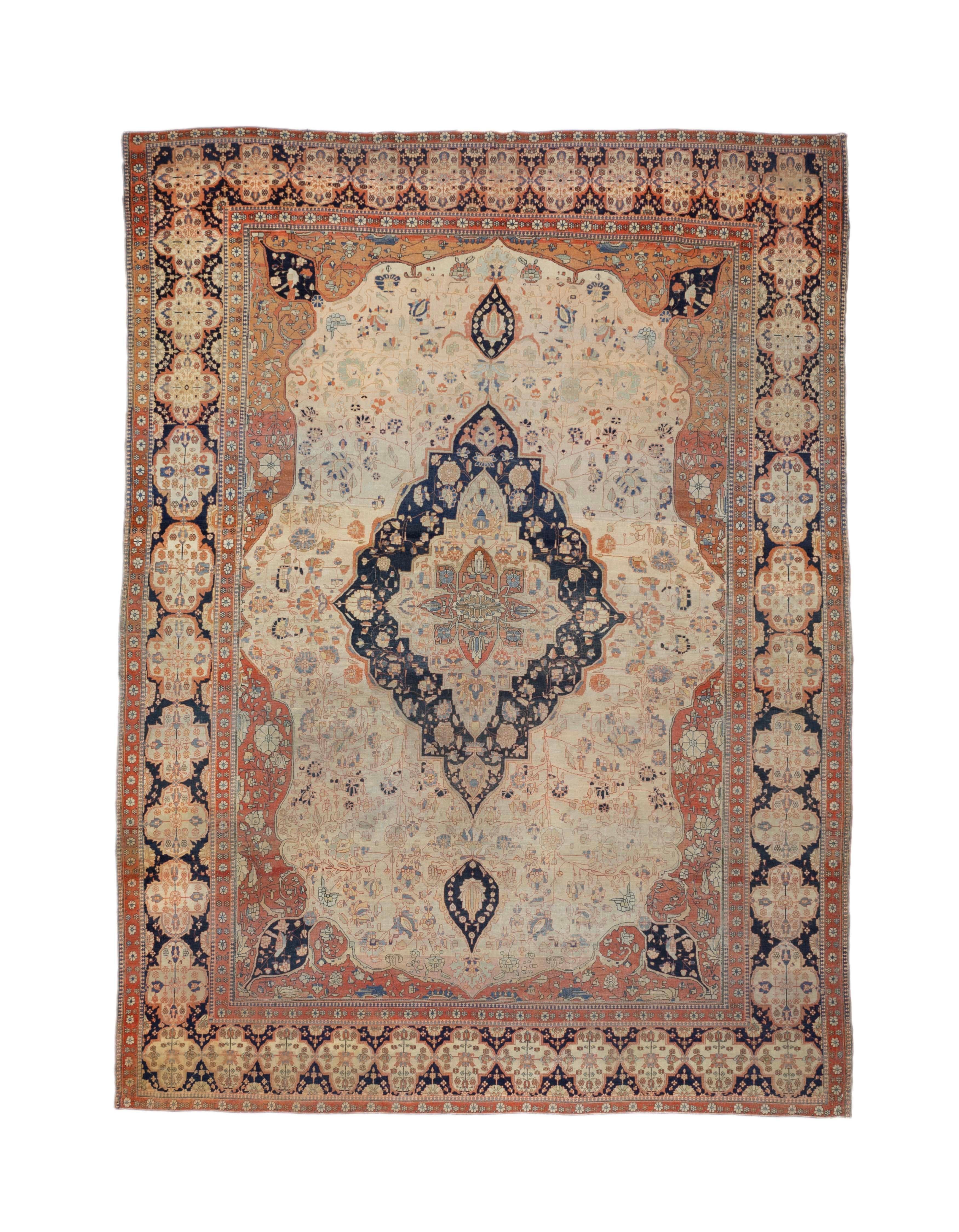Persian Fine Antique Mohtasham Kashan Rug 8’4” x 11’4” For Sale
