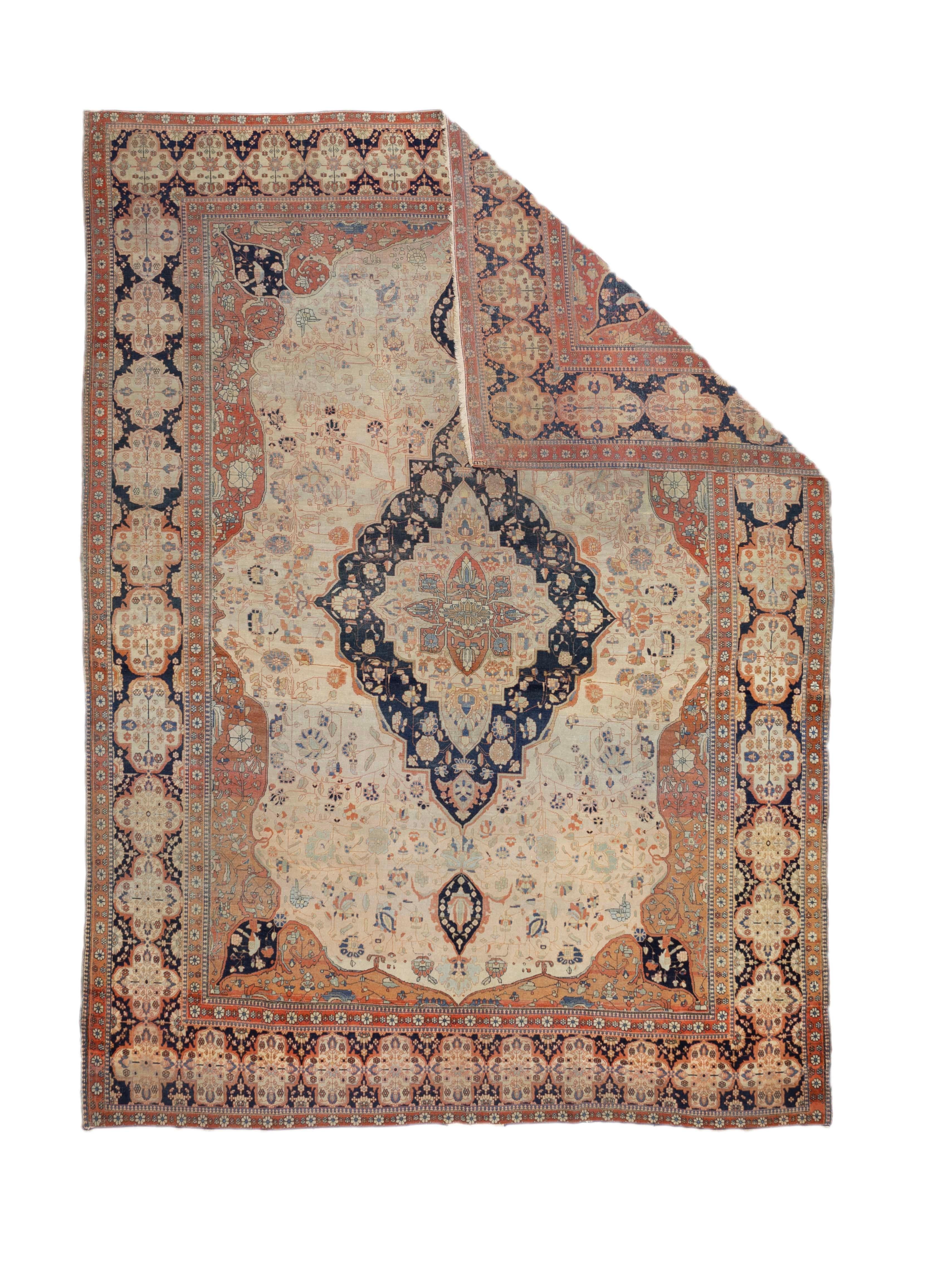 Fine Antique Mohtasham Kashan Rug 8’4” x 11’4” In Good Condition For Sale In New York, NY