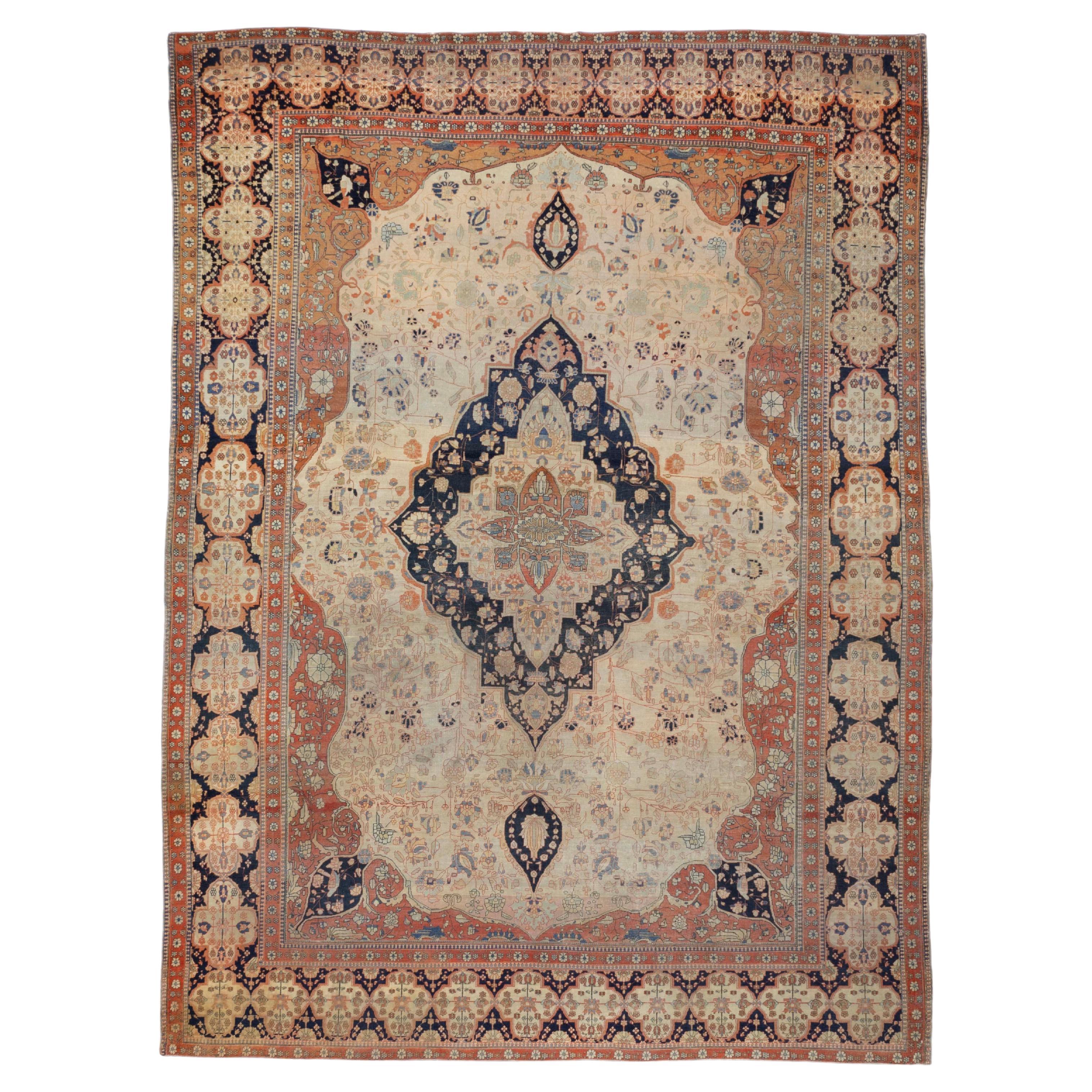 Fine Antique Mohtasham Kashan Rug 8’4” x 11’4” For Sale
