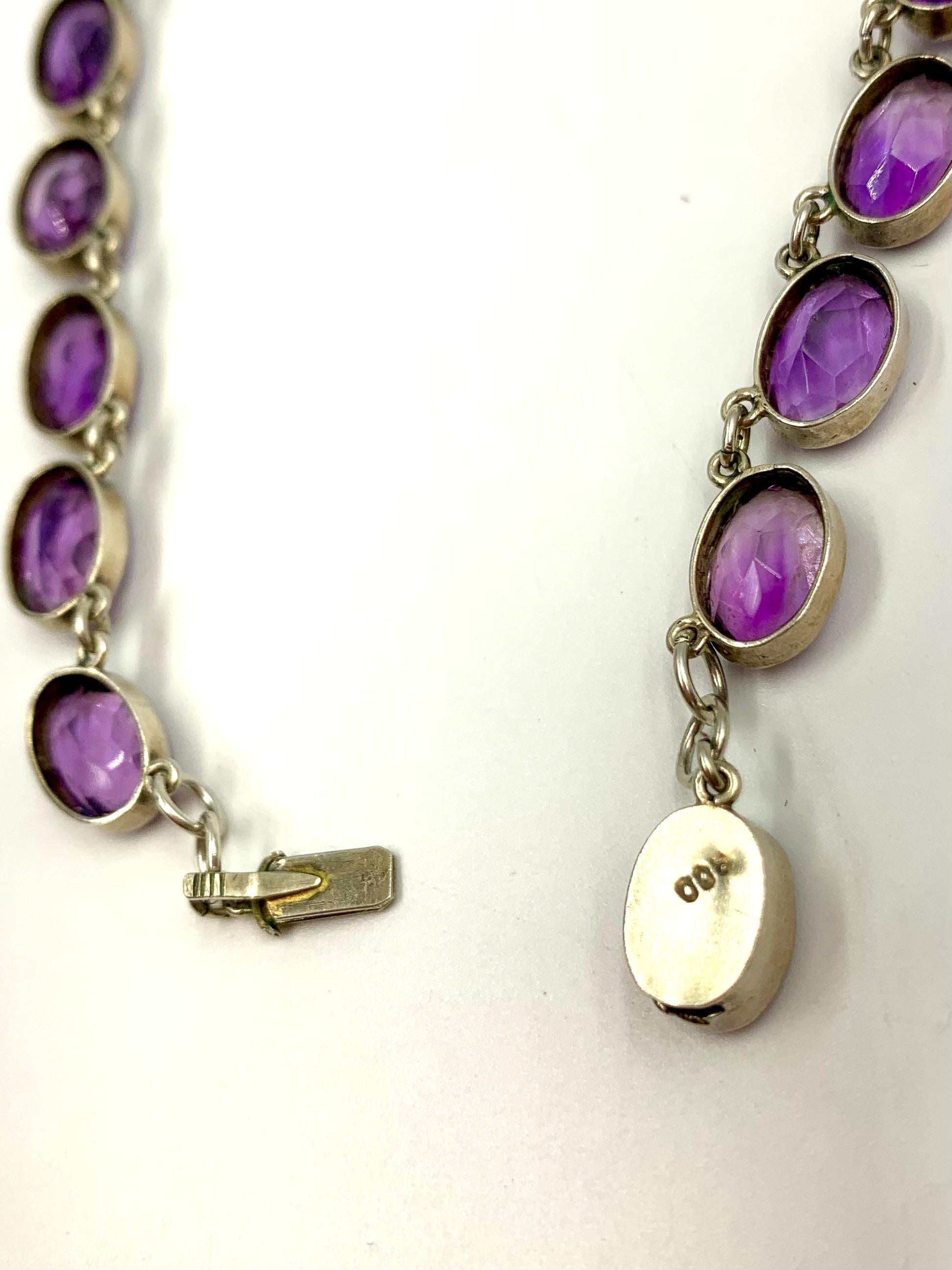 Fine Antique Natural Amethyst and Silver Riviere Necklace, 19th Century For Sale 1