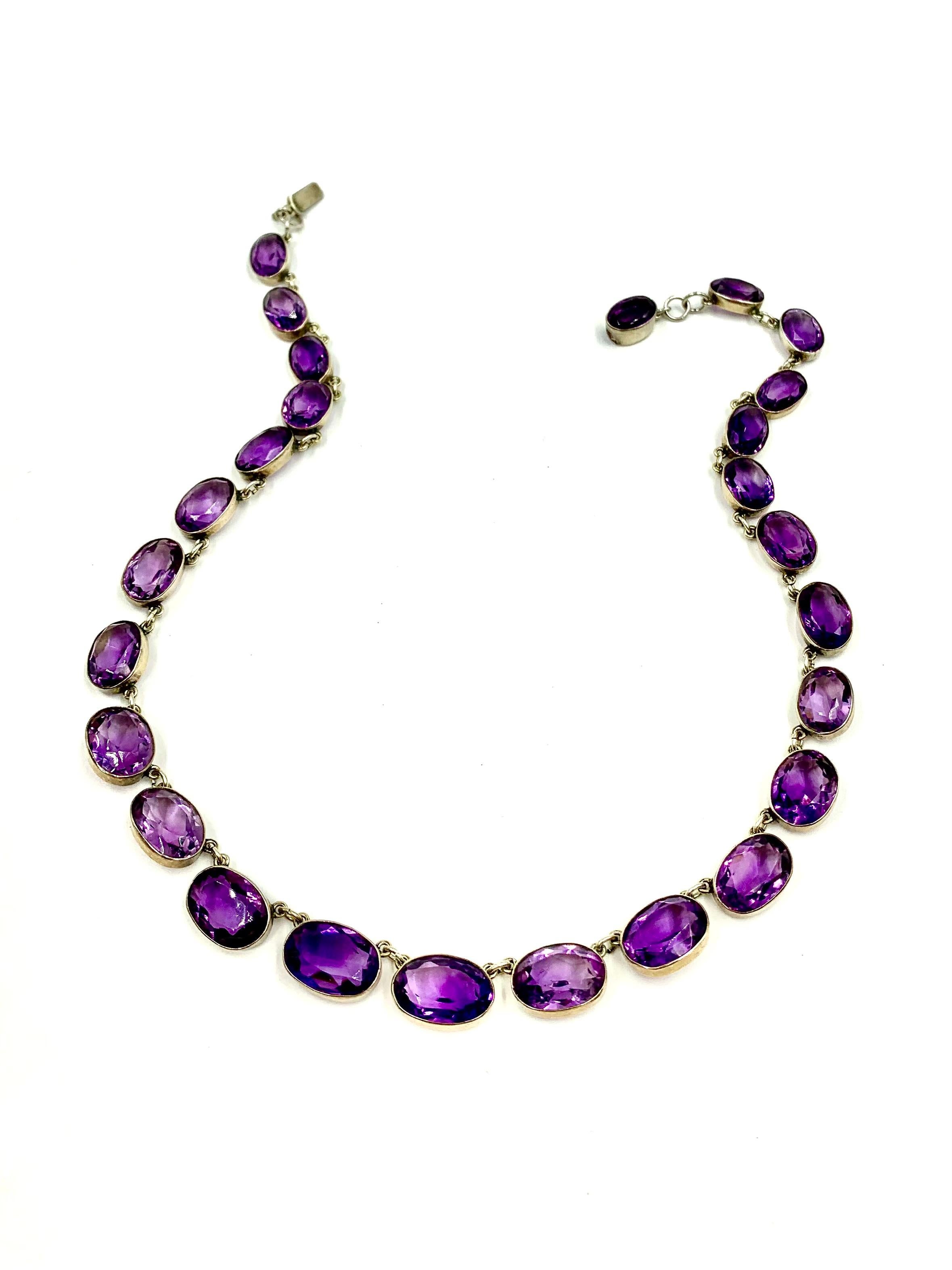 Fine Antique Natural Amethyst and Silver Riviere Necklace, 19th Century For Sale 2