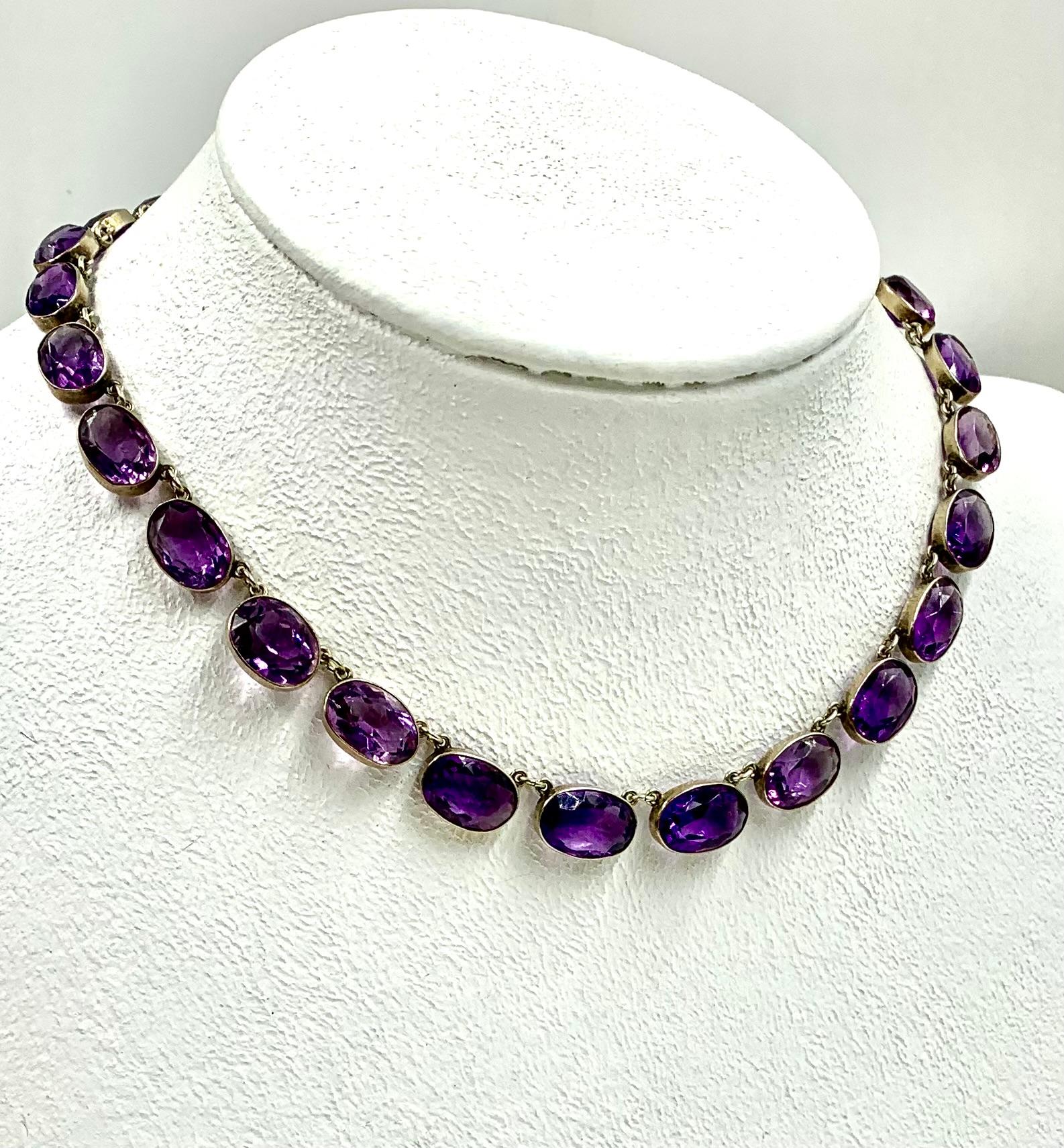 Fine Antique Natural Amethyst and Silver Riviere Necklace, 19th Century For Sale 3