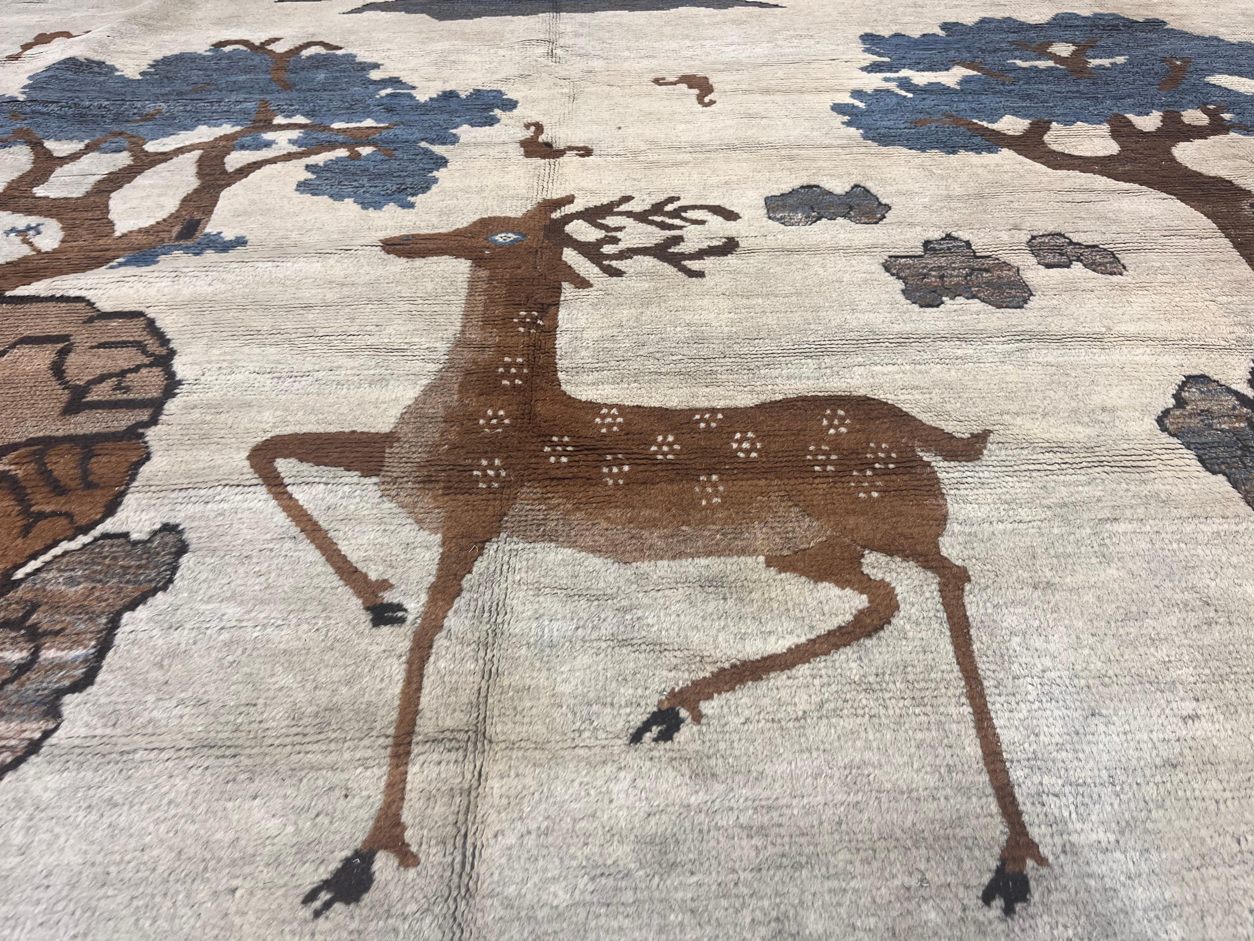 Wool Fine Antique Ninshiya 1st half of the 19th Century Rug 12’10” x 14’0