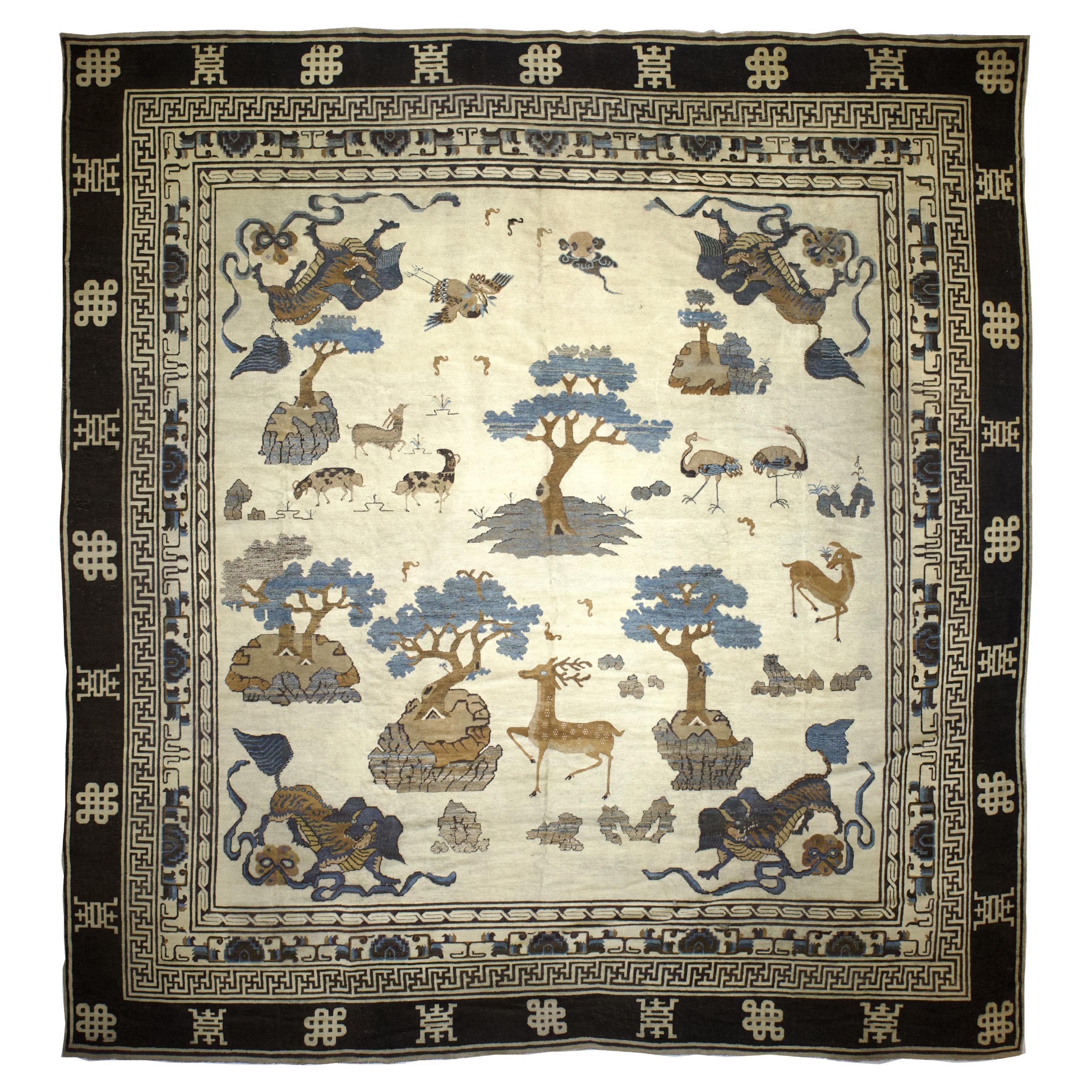 Fine Antique Ninshiya 1st half of the 19th Century Rug 12’10” x 14’0" For Sale