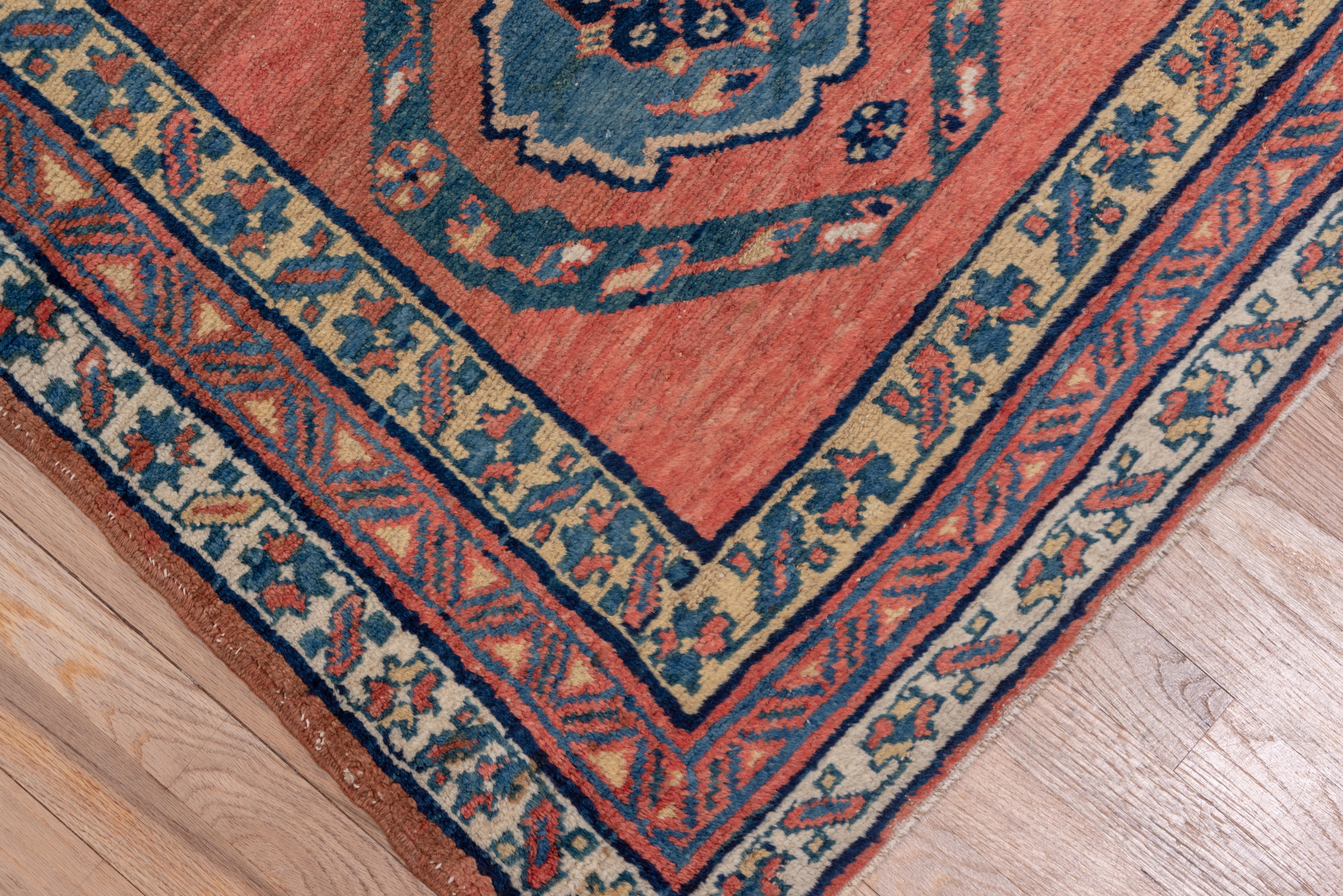 Wool Fine Antique Northwest Persian Tribal Runner, Bright Red Field, Blue Accents For Sale
