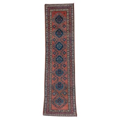 Fine Antique Northwest Persian Tribal Runner, Bright Red Field, Blue Accents