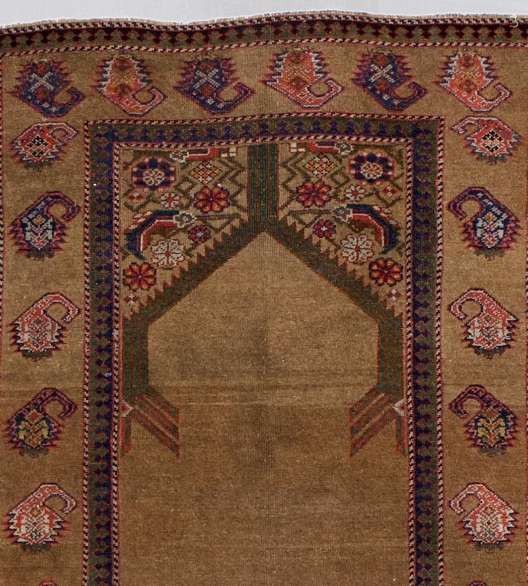 19th Century Fine Antique NW Persian Camel Hair Rug 3'8