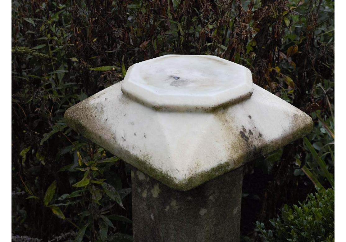 Neoclassical Fine Antique Octagonal Cut Marble Garden Pedestal For Sale