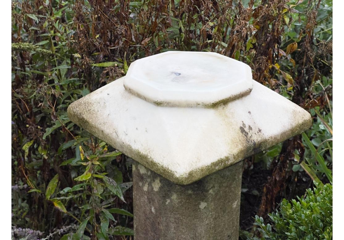 Carved Fine Antique Octagonal Cut Marble Garden Pedestal For Sale